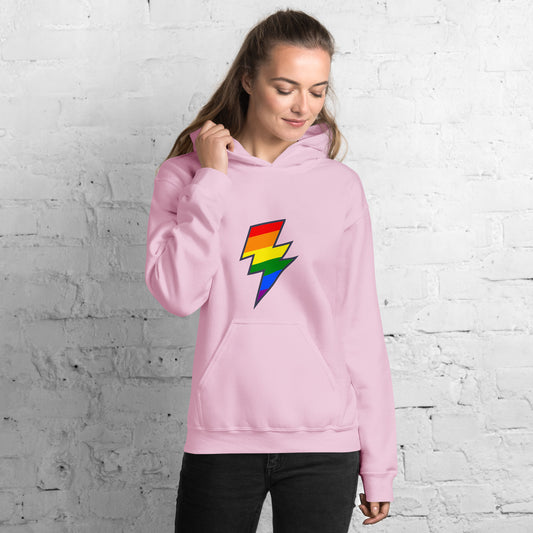 Hoodie - Love with Pride - Lightning bolt rainbow