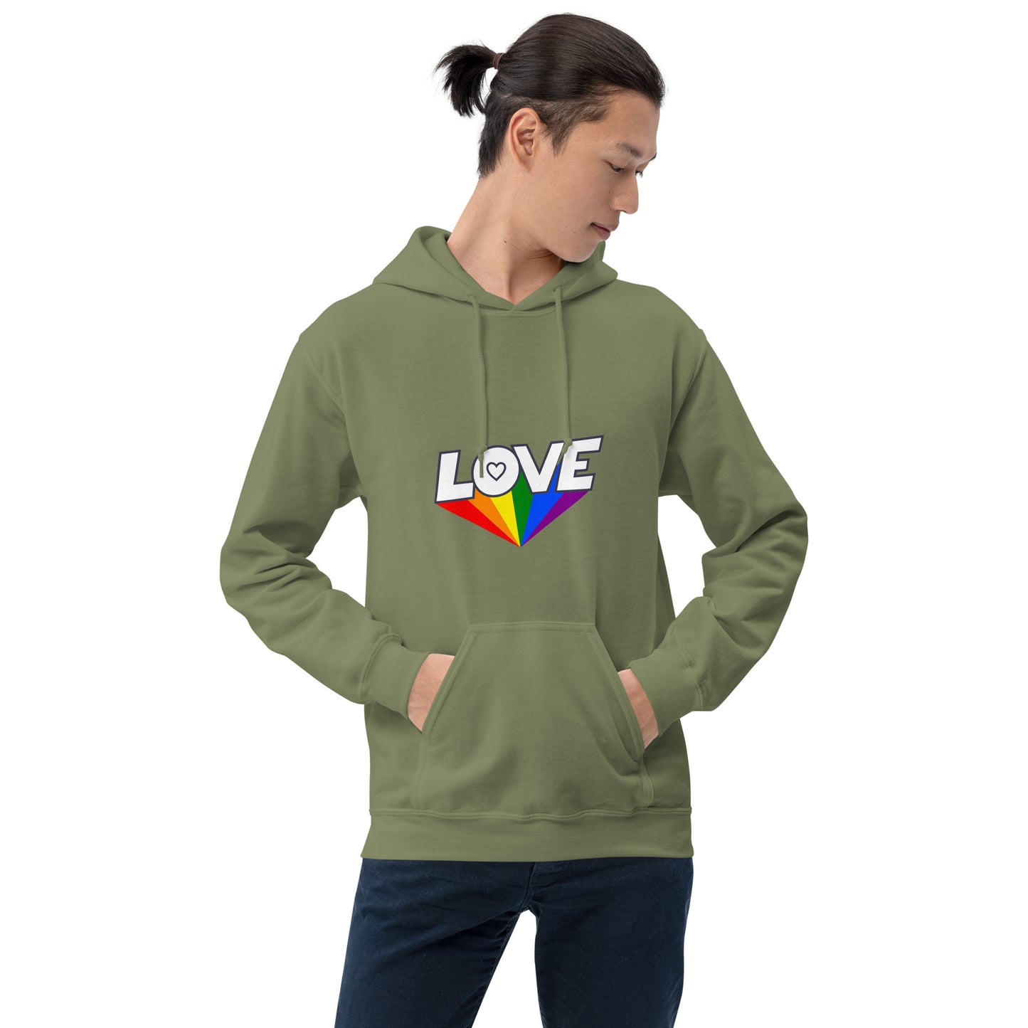 Hoodie - Love with Pride - LOVE sign rainbow