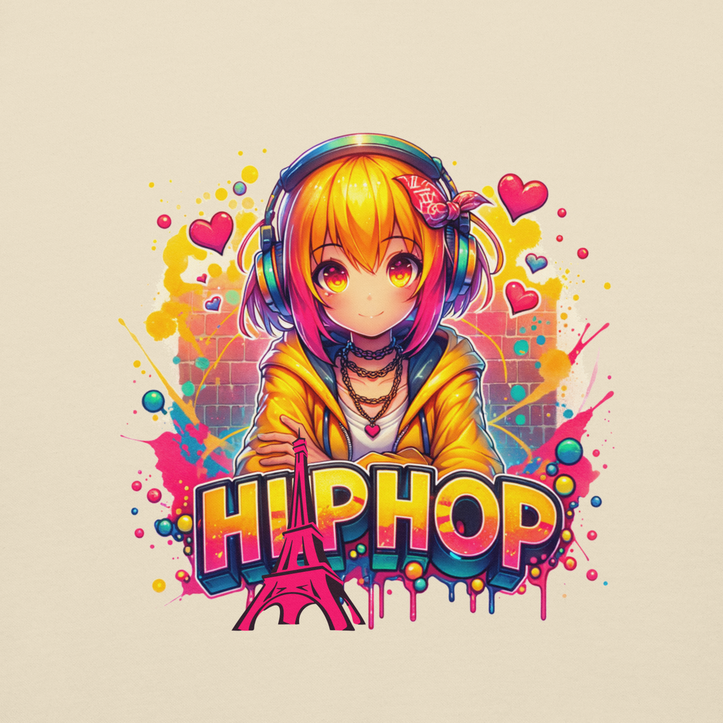 Hoodie - Graffiti Street Art Anime Girls - Hiphop