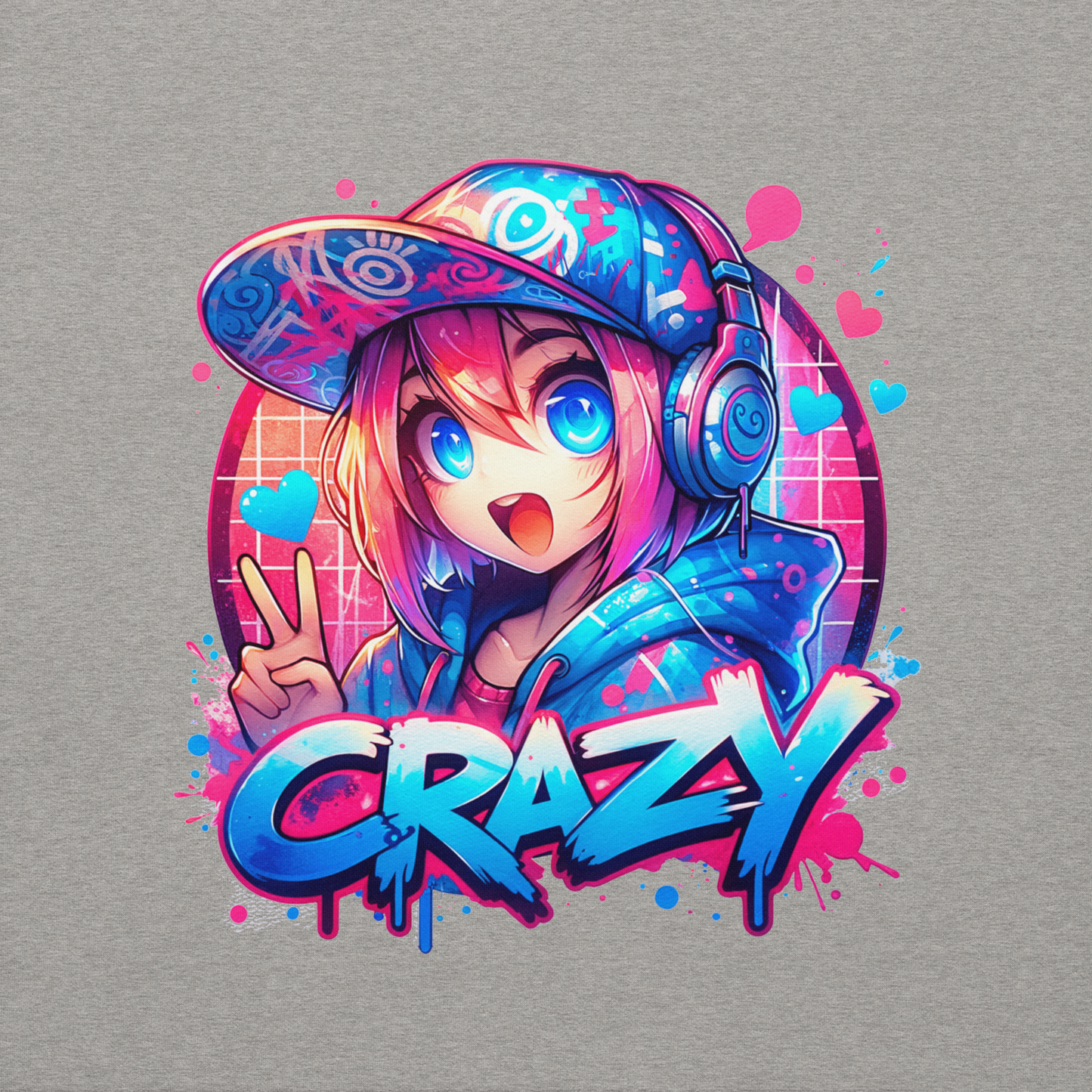 Hoodie - Graffiti Street Art Anime Girls - Crazy 2