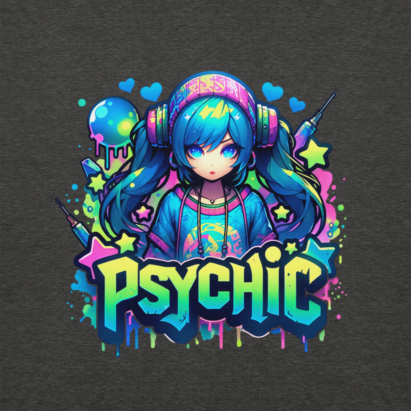 Hoodie - Graffiti Street Art Anime Girls - Psychic