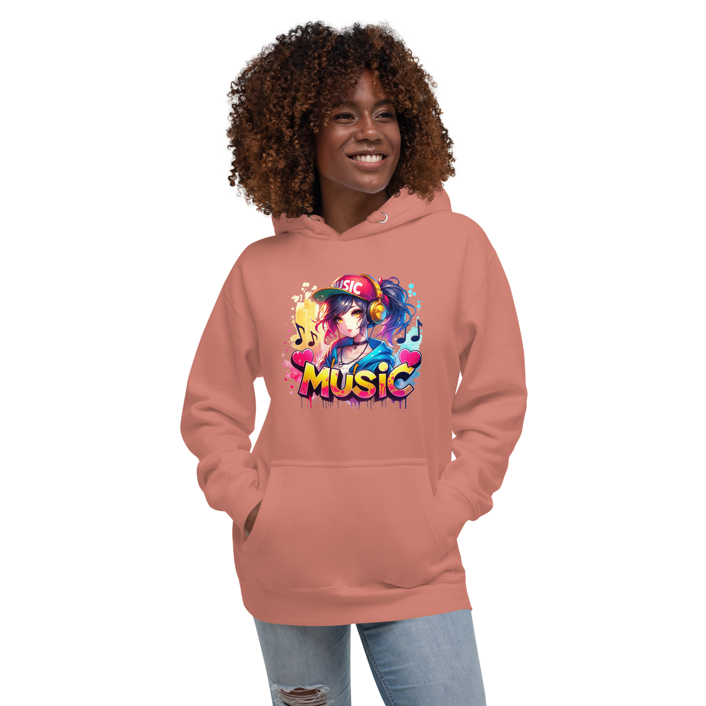 Hoodie - Graffiti Street Art Anime Girls - Music