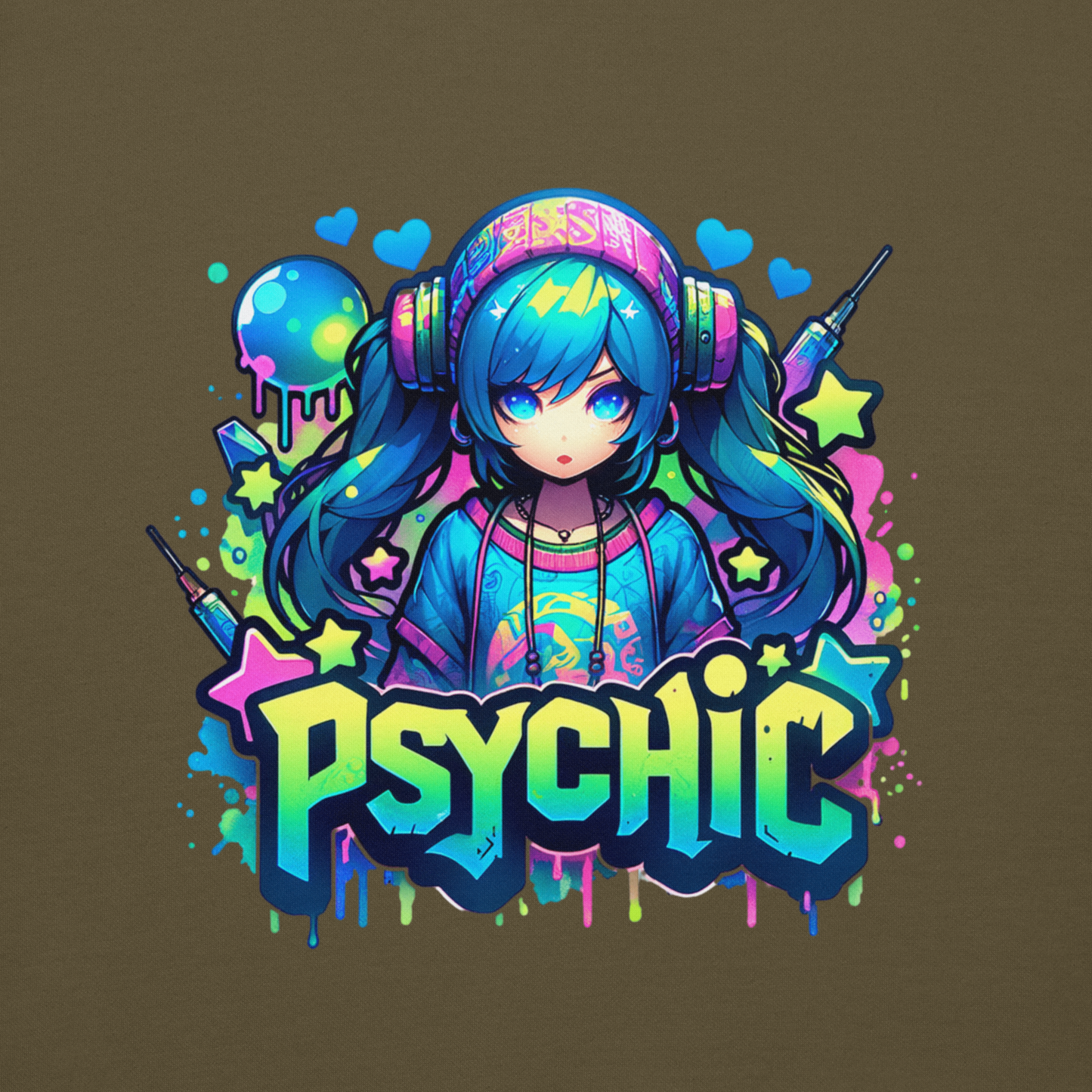 Hoodie - Graffiti Street Art Anime Girls - Psychic