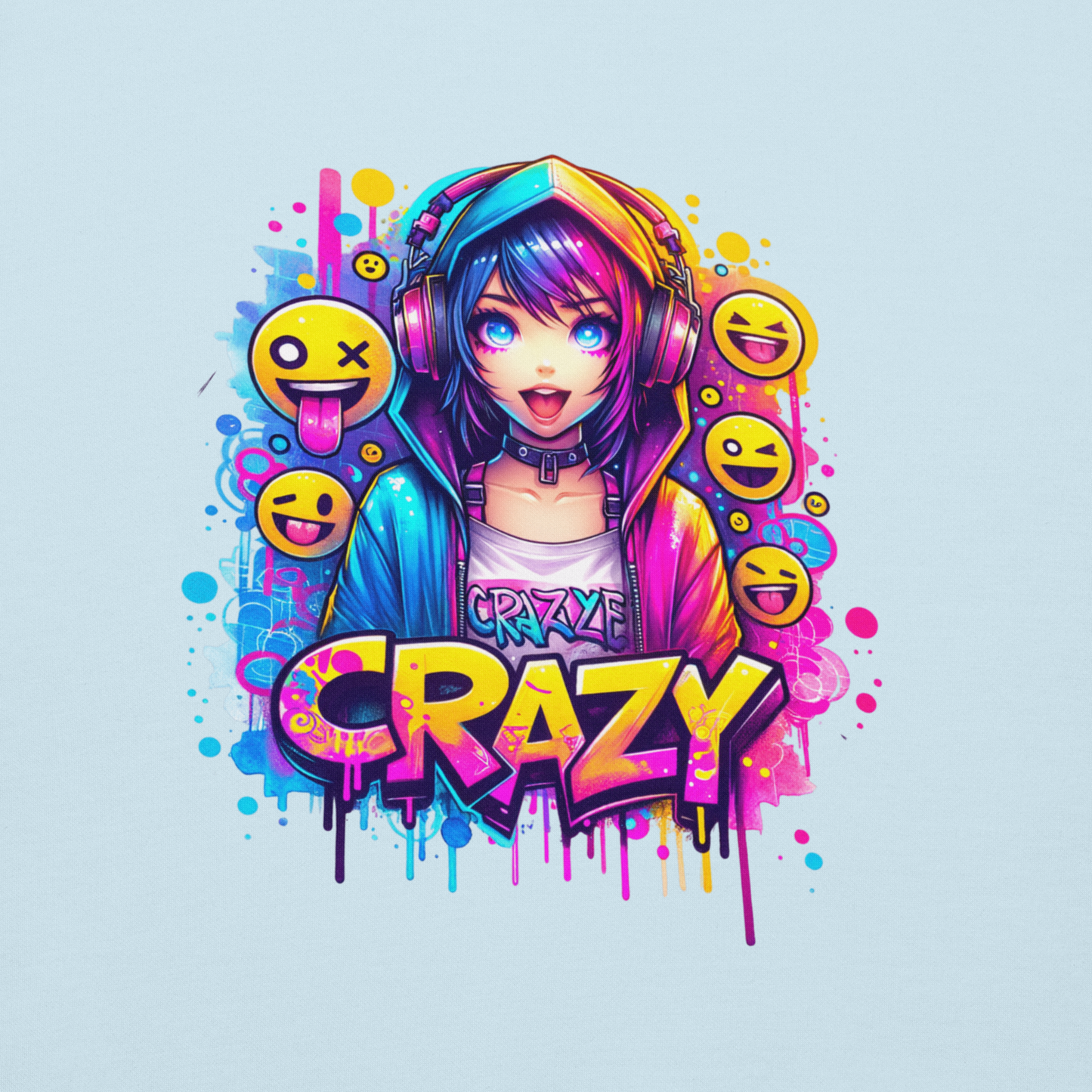 Hoodie - Graffiti Street Art Anime Girls - Crazy