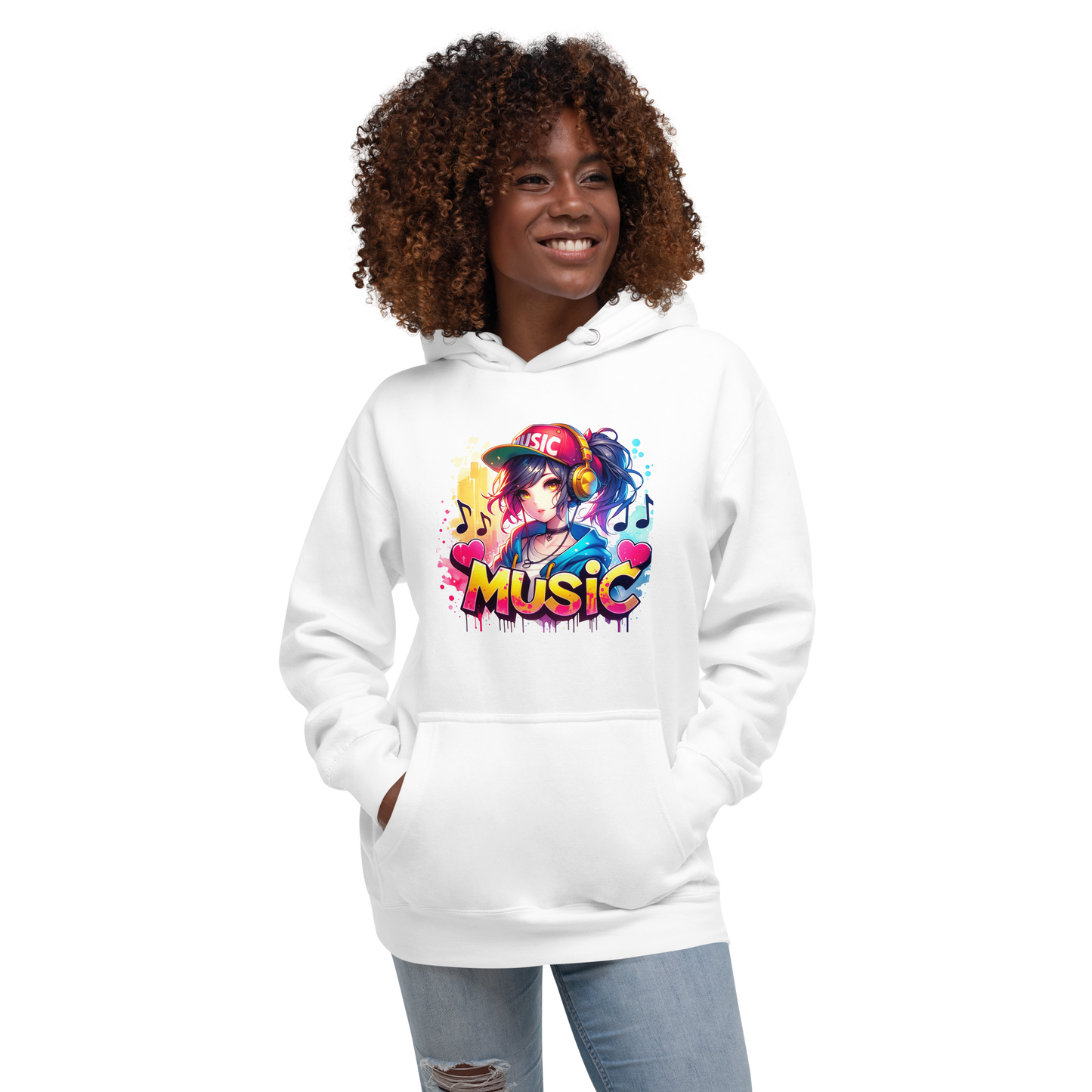 Hoodie - Graffiti Street Art Anime Girls - Music