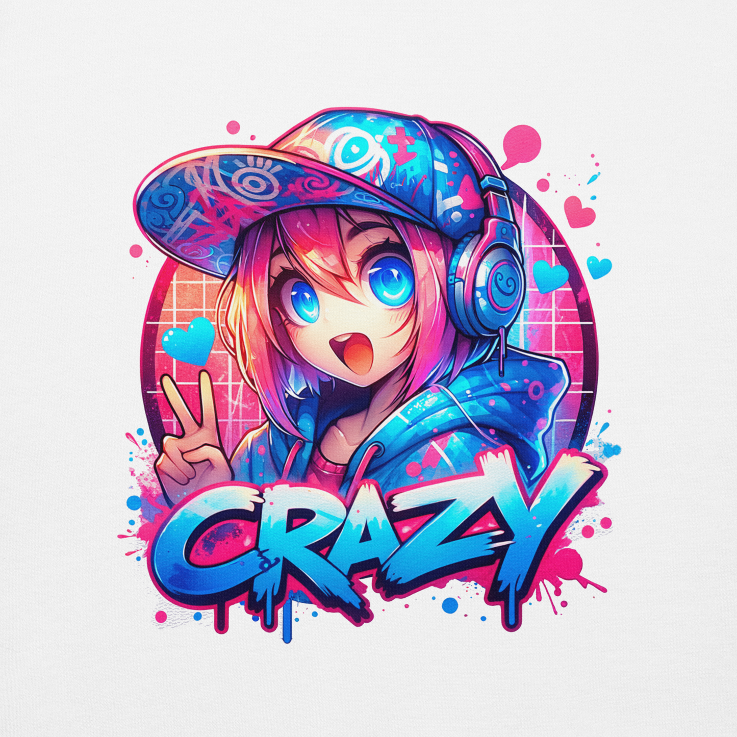 Hoodie - Graffiti Street Art Anime Girls - Crazy 2