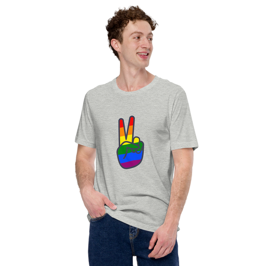 T-shirt - Love with Pride - Rainbow peace hand