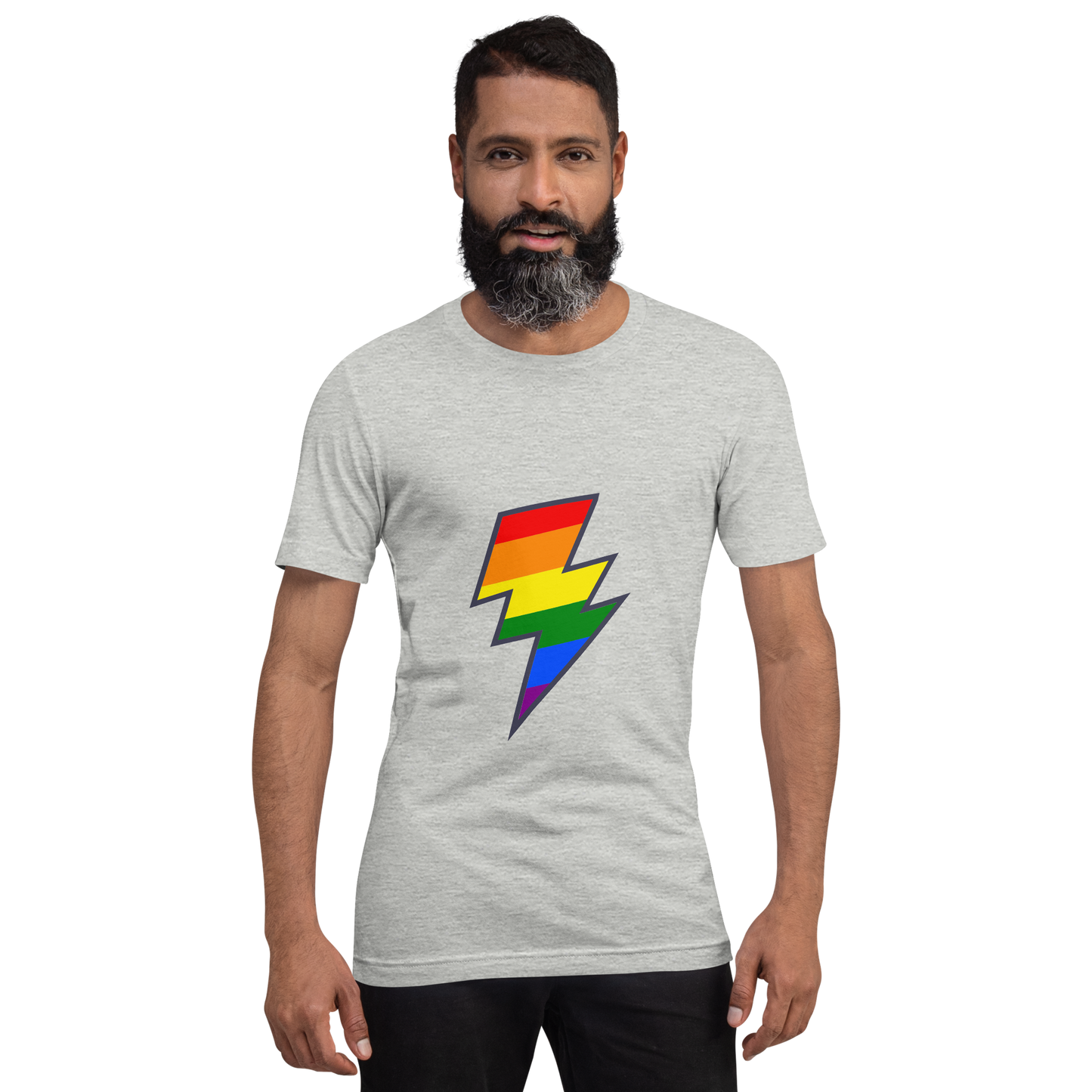 T-shirt - Love with Pride - Lightning bolt rainbow