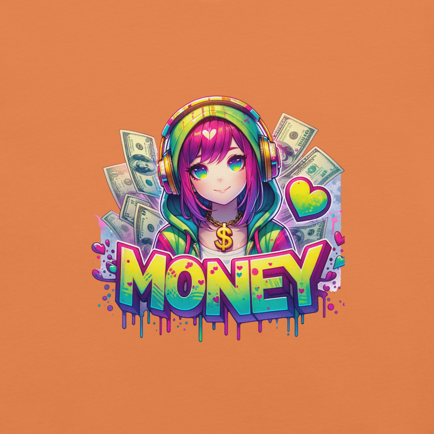 T-shirt - Graffiti Street Art Anime Girls - Money