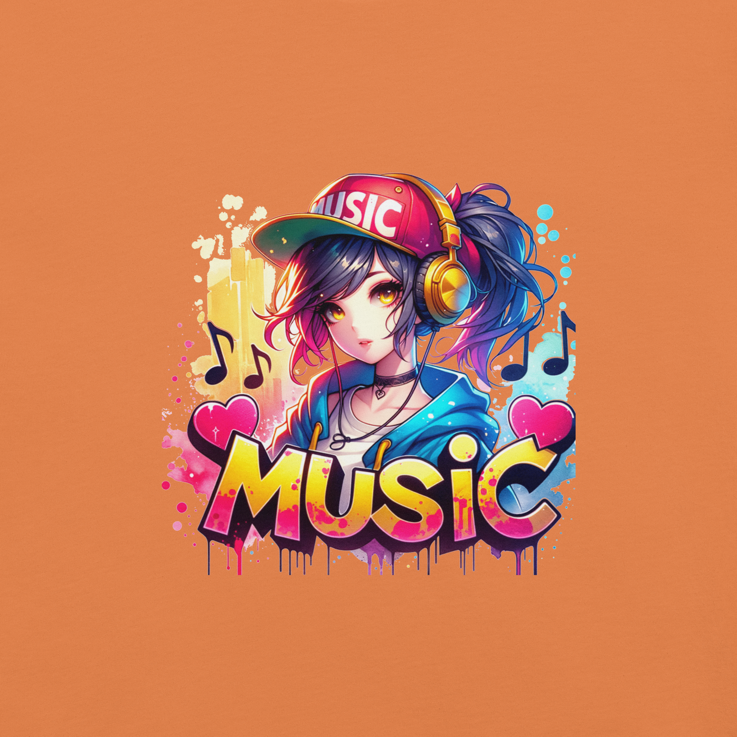 T-shirt - Graffiti Street Art Anime Girls - Music