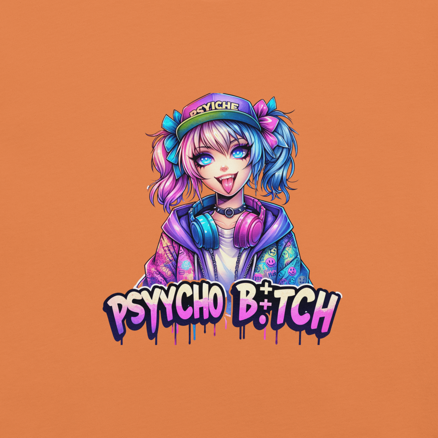 T-shirt - Graffiti Street Art Anime Girls - Psycho bitch