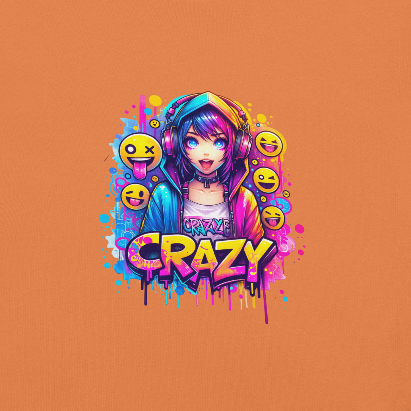 T-shirt - Graffiti Street Art Anime Girls - Crazy