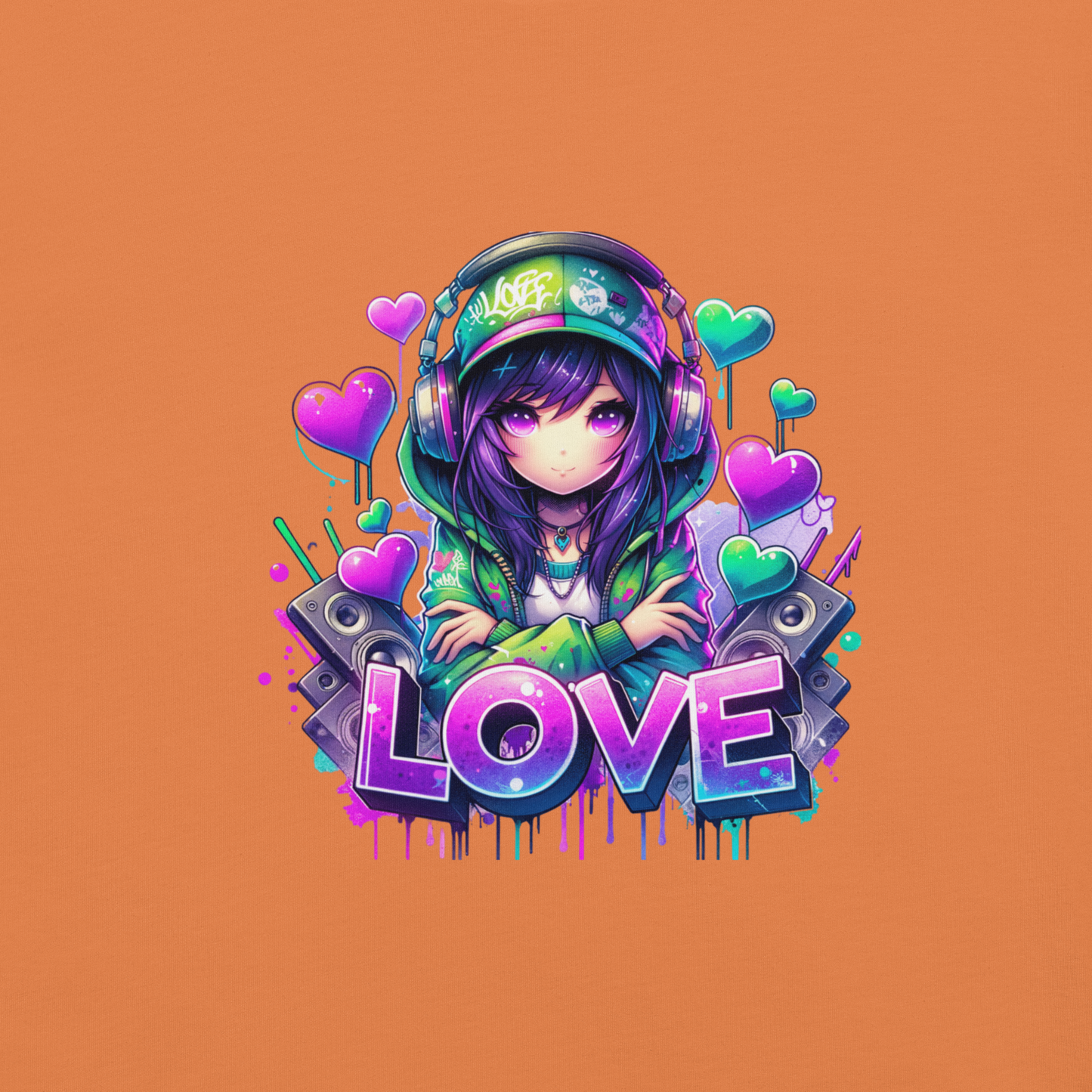 T-shirt - Graffiti Street Art Anime Girls - Love