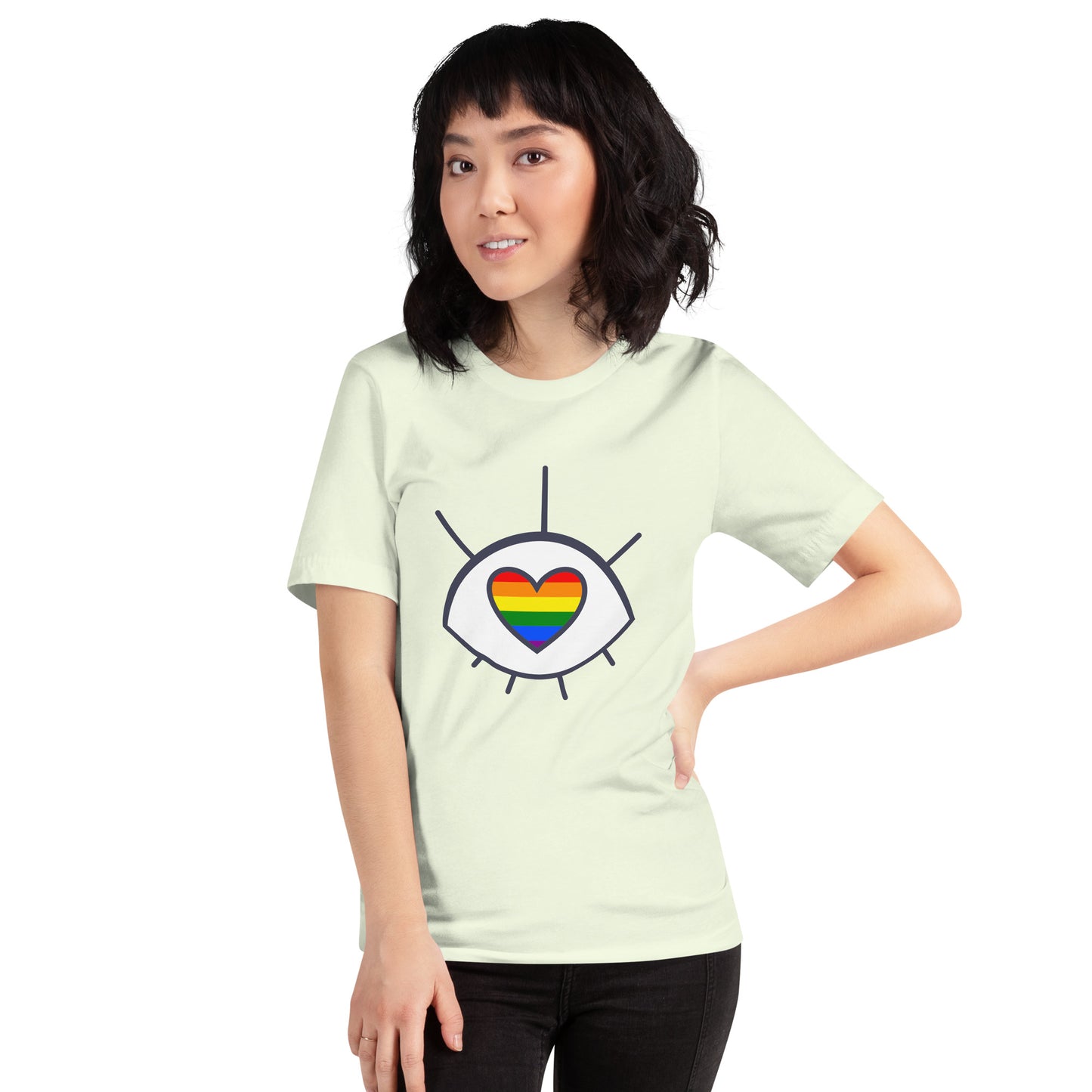 T-shirt - Love with Pride - Eye with a heart rainbow