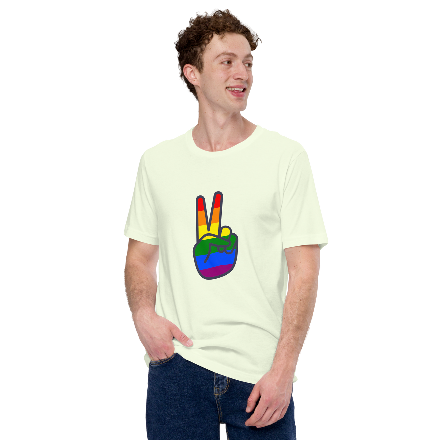 T-shirt - Love with Pride - Rainbow peace hand