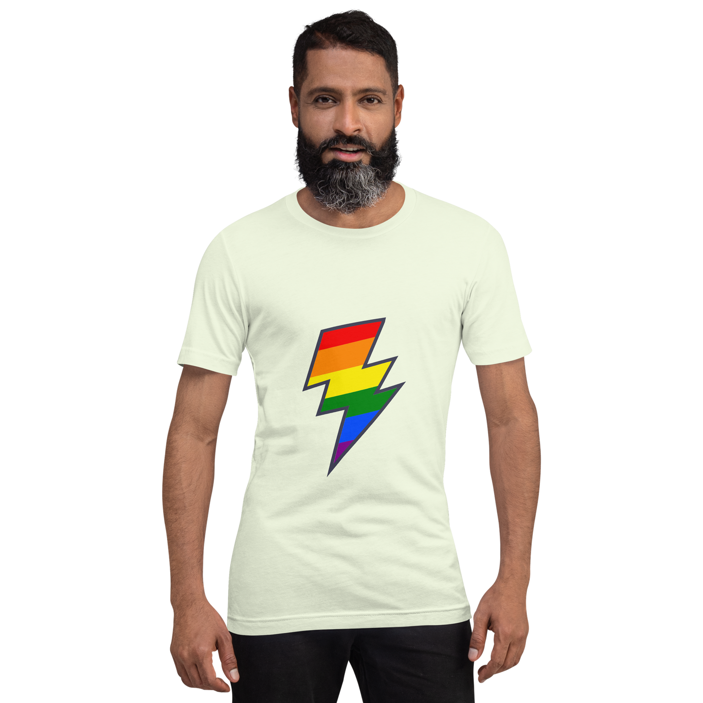 T-shirt - Love with Pride - Lightning bolt rainbow