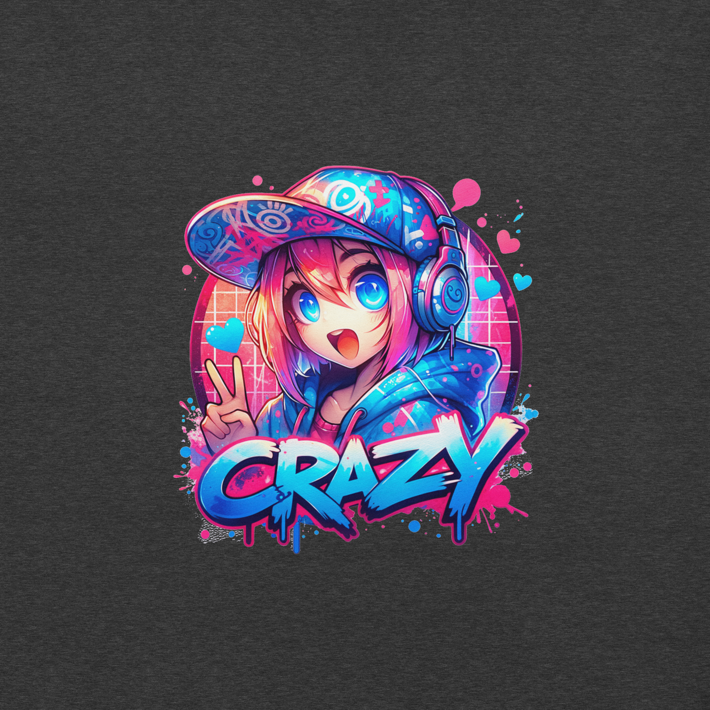 T-shirt - Graffiti Street Art Anime Girls - Crazy 2