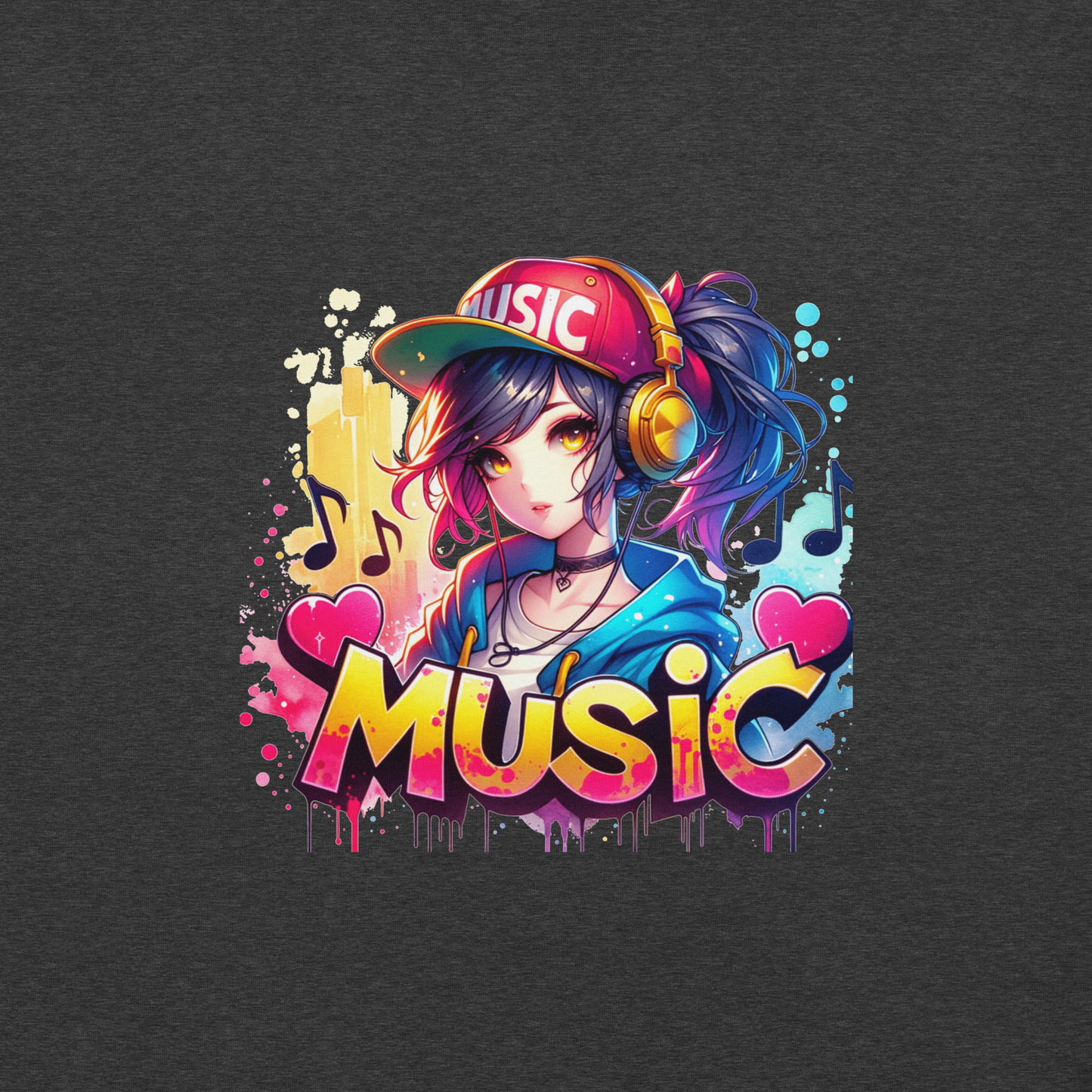 T-shirt - Graffiti Street Art Anime Girls - Music