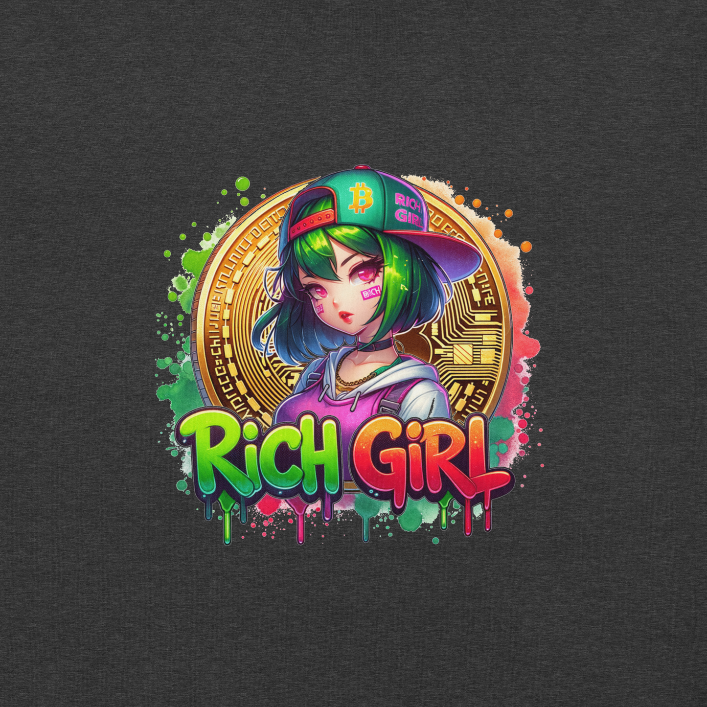 T-shirt - Graffiti Street Art Anime Girls - Rich girl