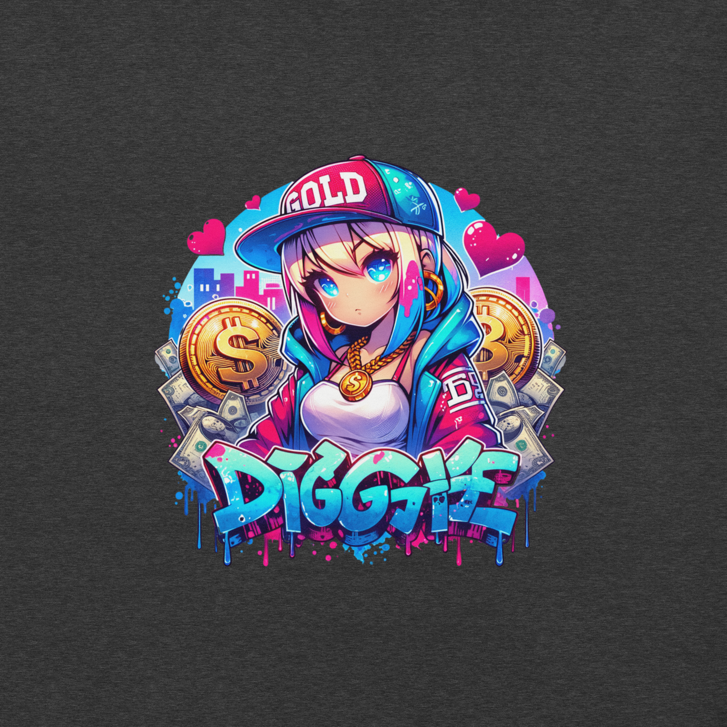 T-shirt - Graffiti Street Art Anime Girls - Diggie