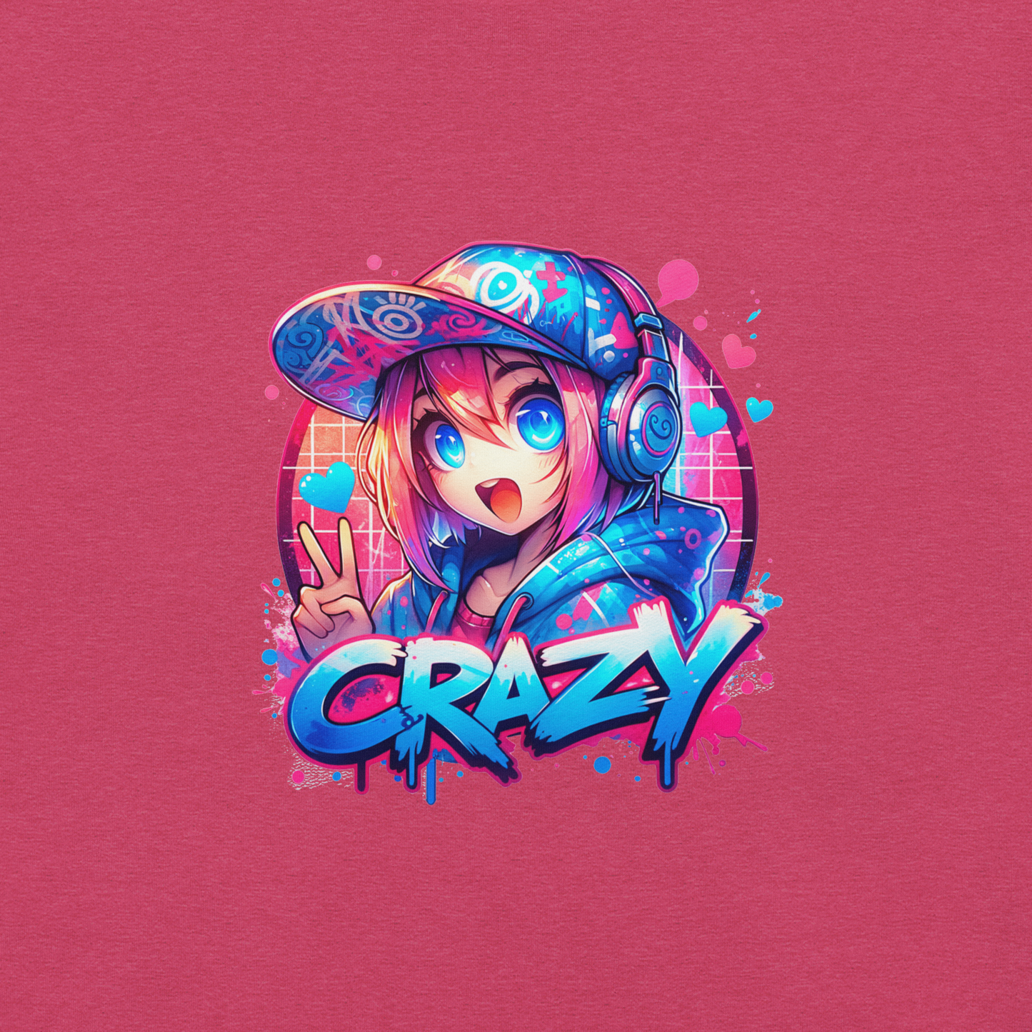 T-shirt - Graffiti Street Art Anime Girls - Crazy 2