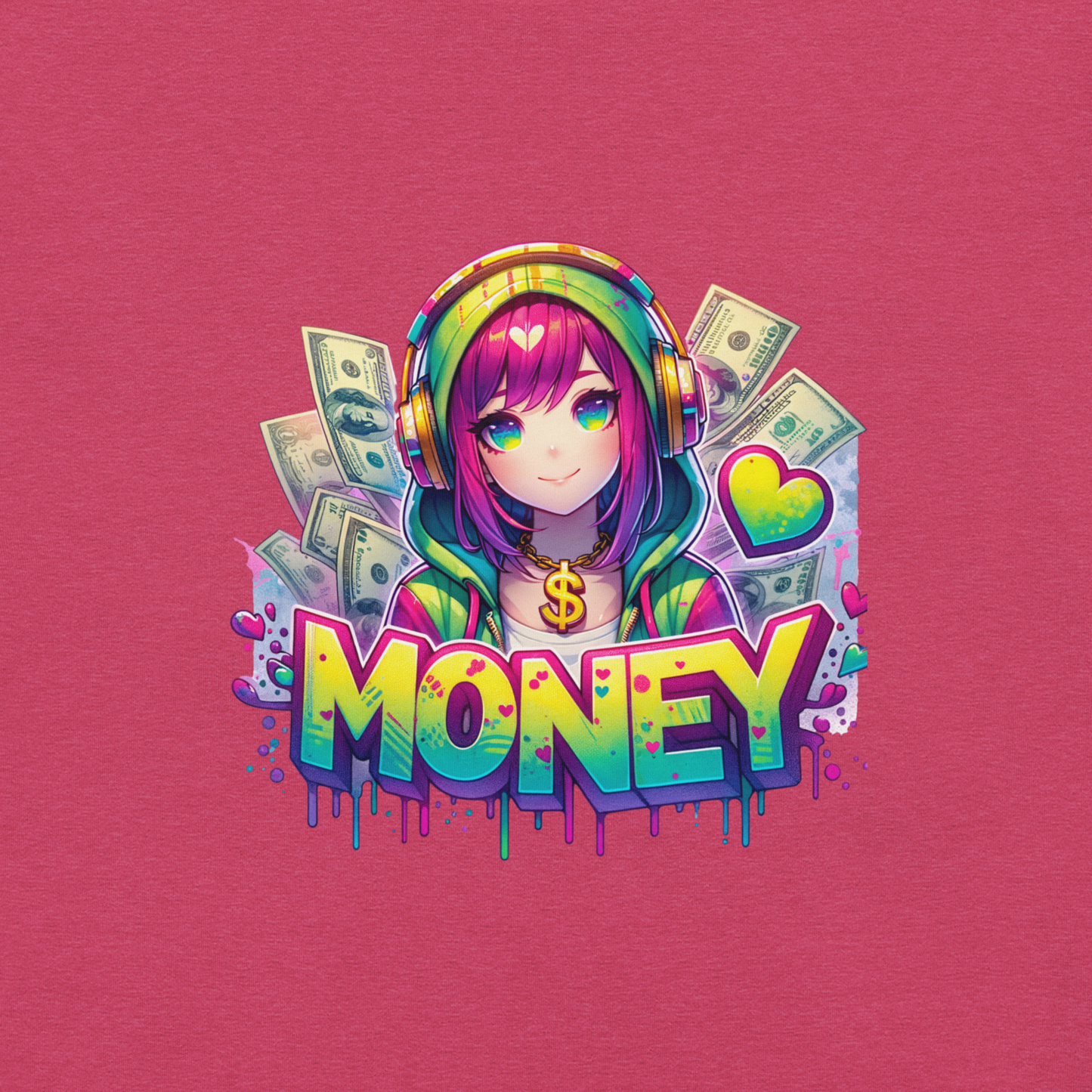 T-shirt - Graffiti Street Art Anime Girls - Money