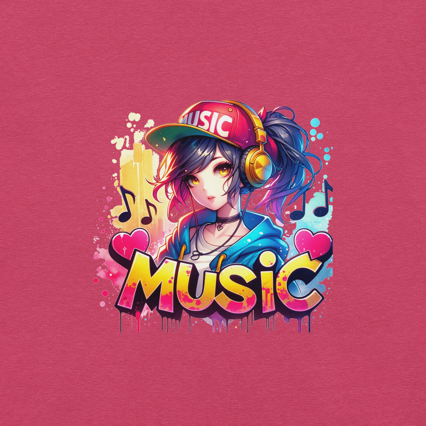 T-shirt - Graffiti Street Art Anime Girls - Music