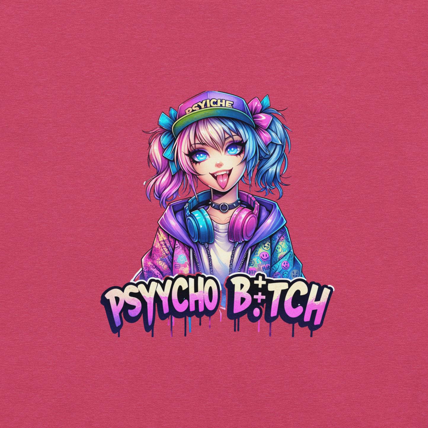 T-shirt - Graffiti Street Art Anime Girls - Psycho bitch