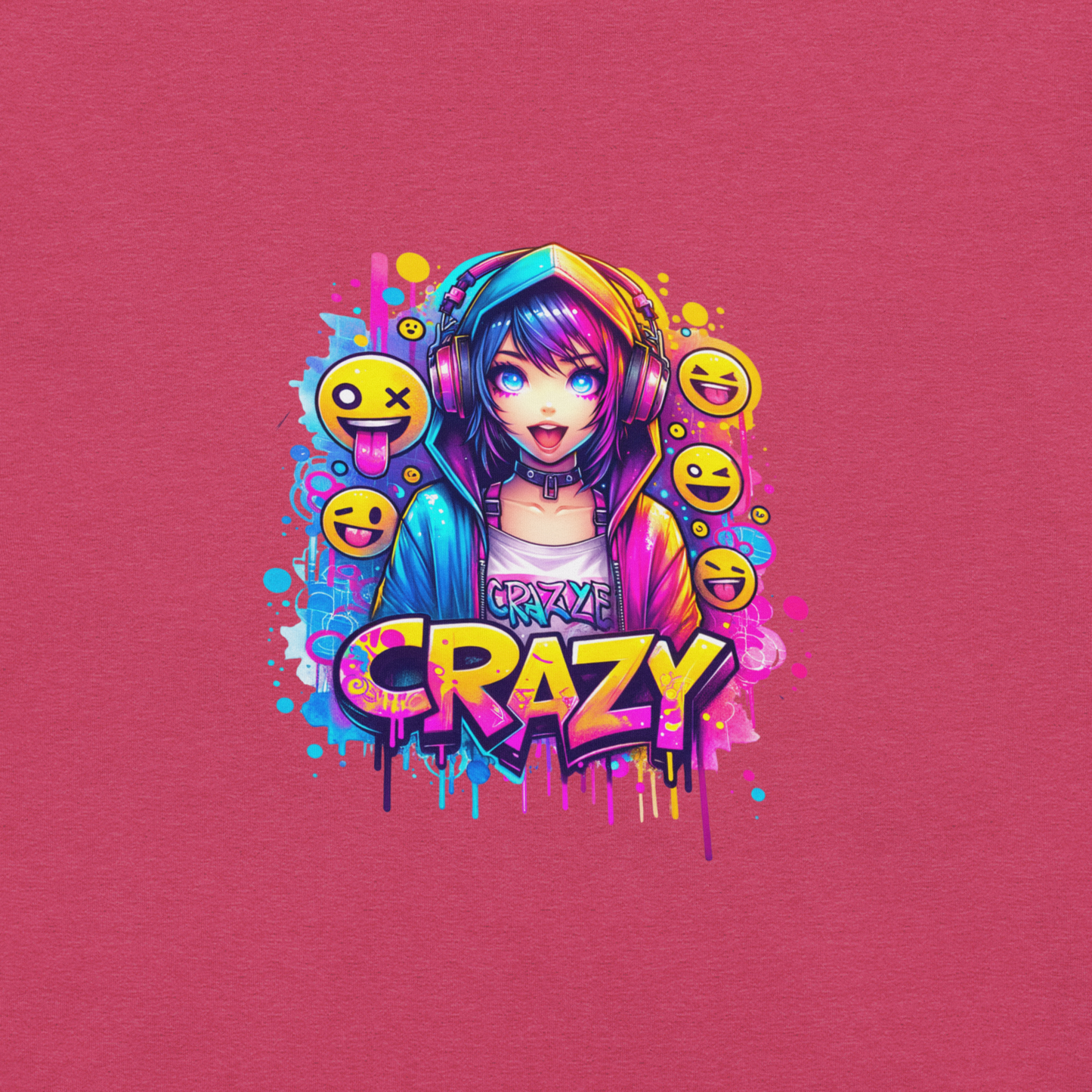 T-shirt - Graffiti Street Art Anime Girls - Crazy