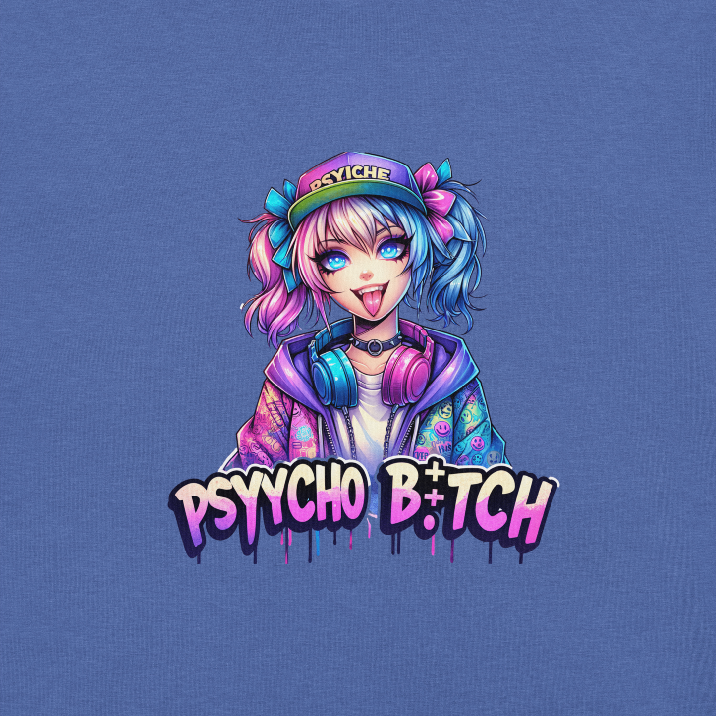 T-shirt - Graffiti Street Art Anime Girls - Psycho bitch