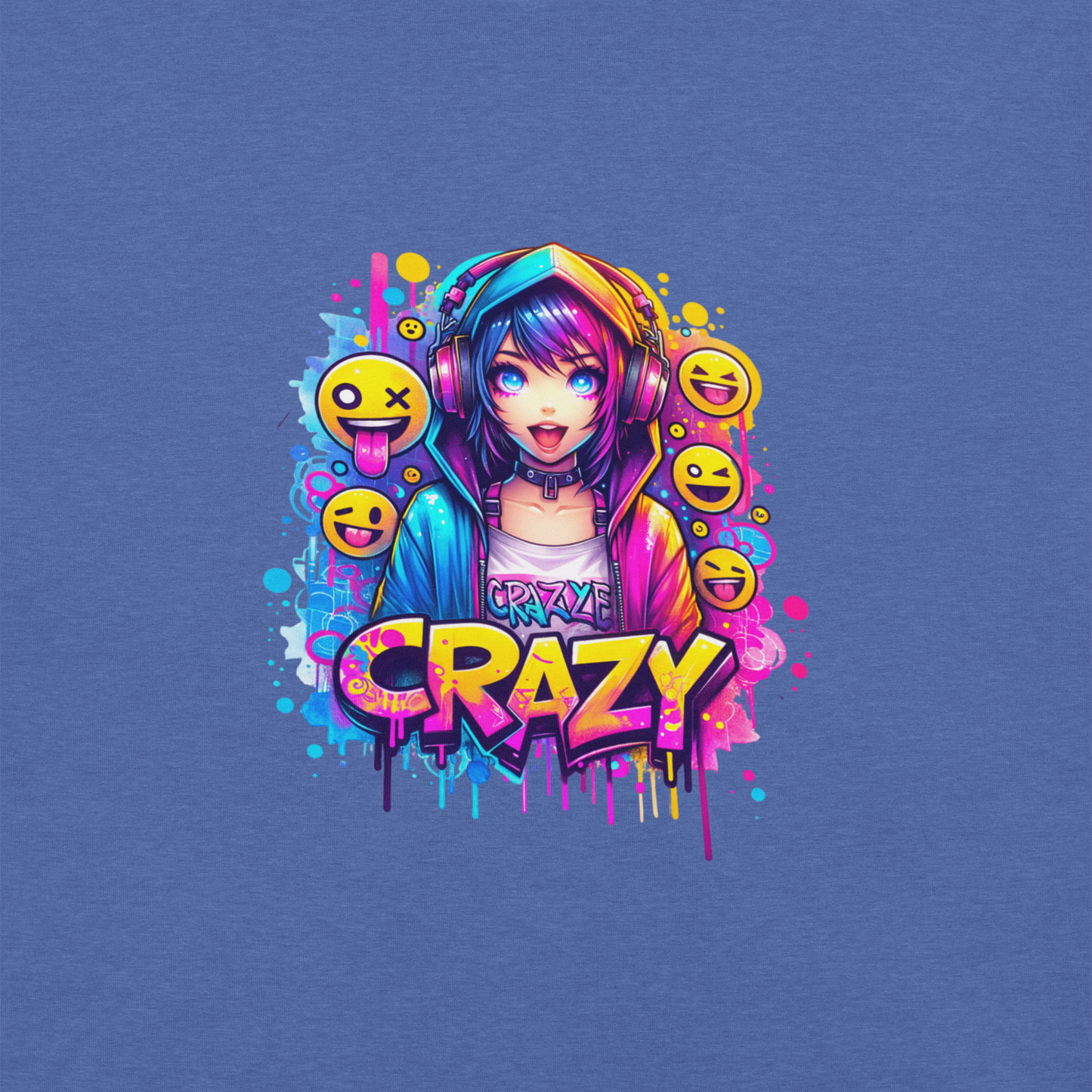 T-shirt - Graffiti Street Art Anime Girls - Crazy