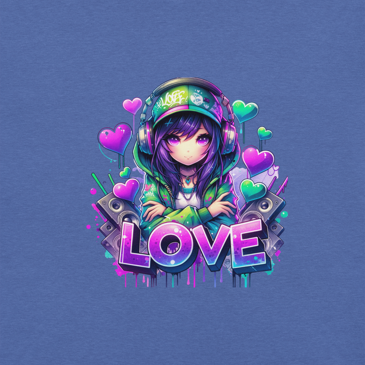 T-shirt - Graffiti Street Art Anime Girls - Love