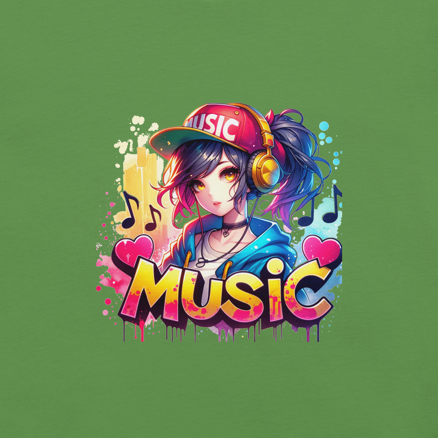 T-shirt - Graffiti Street Art Anime Girls - Music