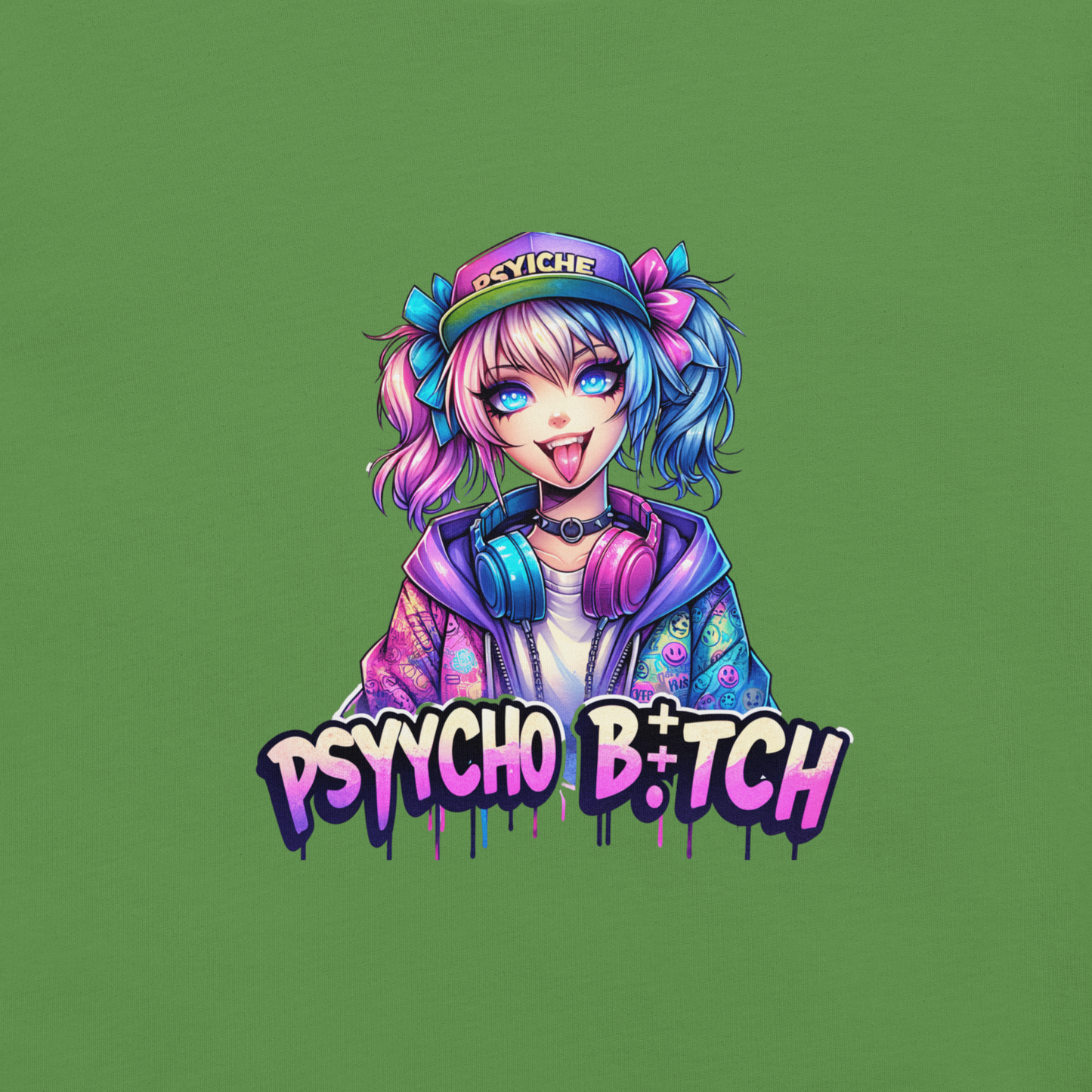 T-shirt - Graffiti Street Art Anime Girls - Psycho bitch