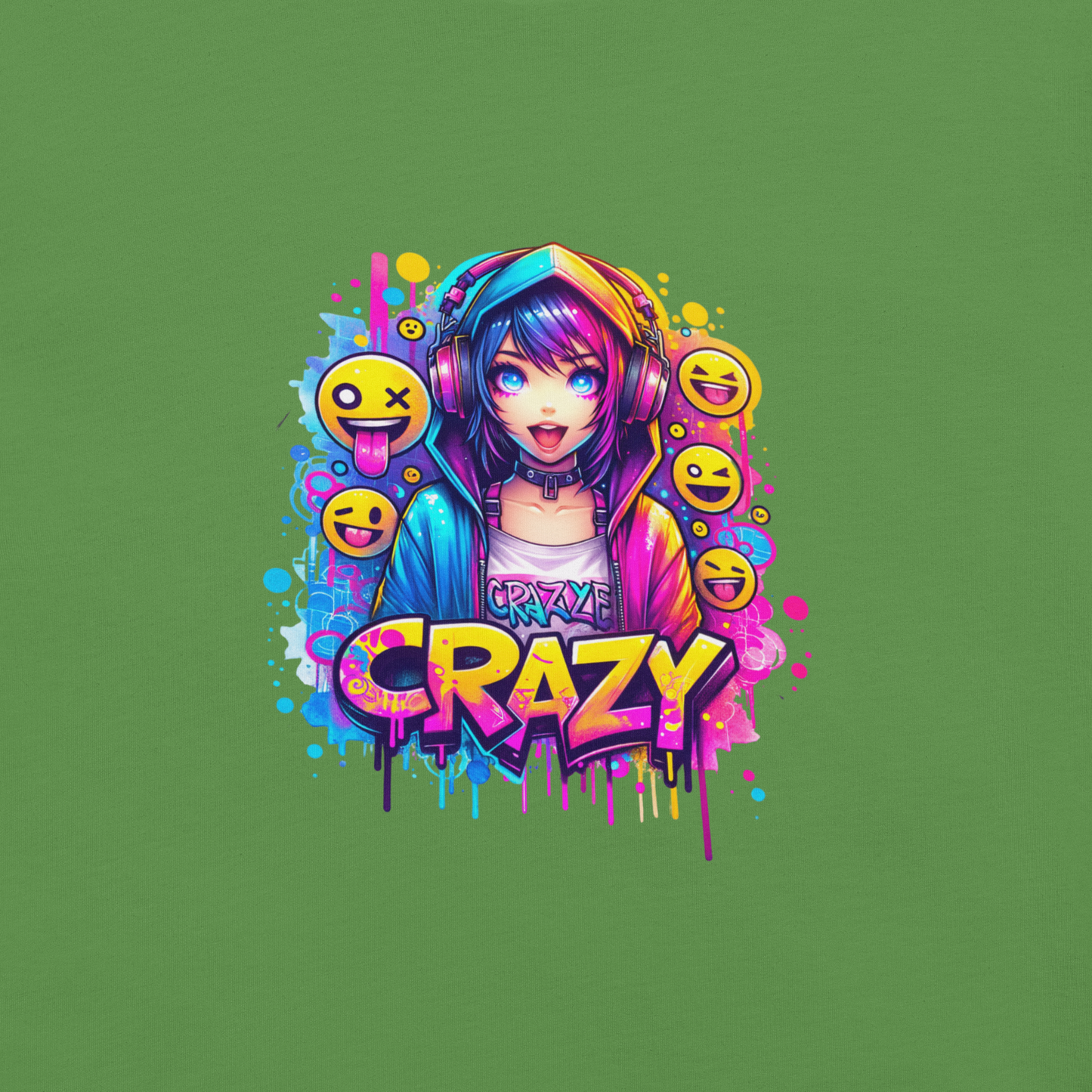 T-shirt - Graffiti Street Art Anime Girls - Crazy