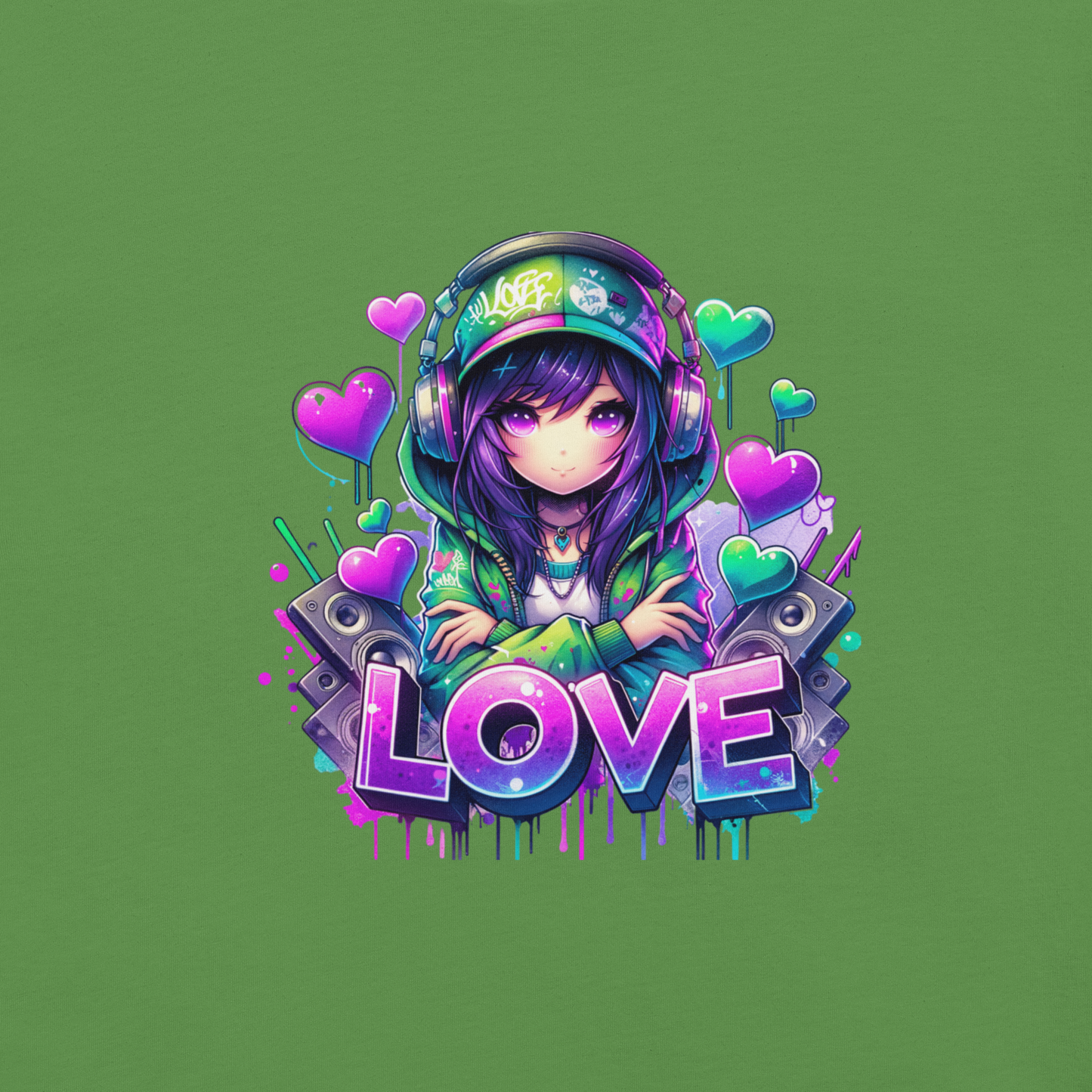 T-shirt - Graffiti Street Art Anime Girls - Love