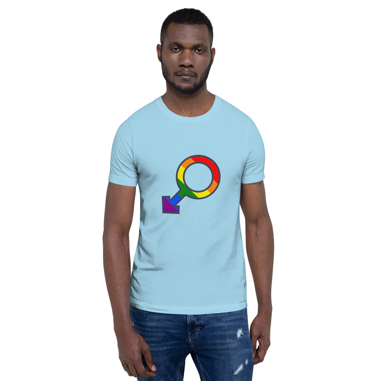 T-shirt - Love with Pride - Male gender symbol rainbow