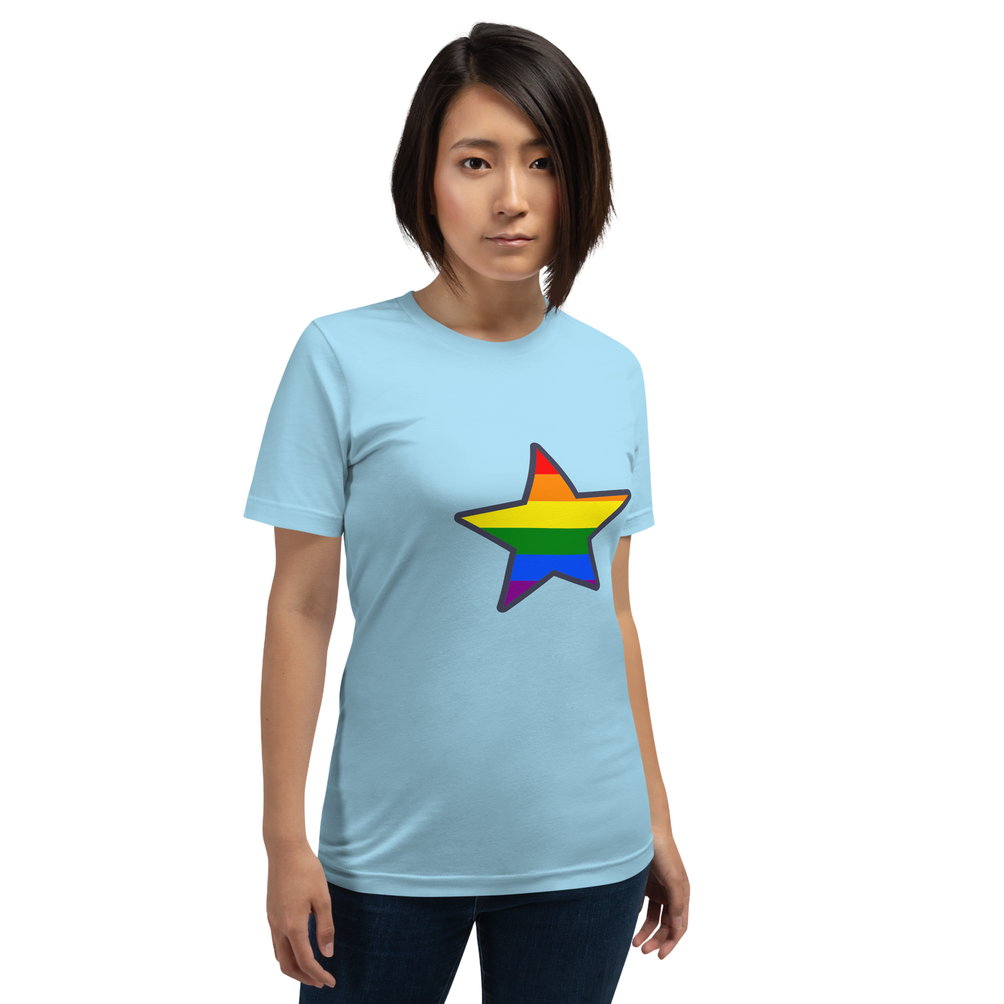 T-shirt - Love with Pride - Star symbol rainow