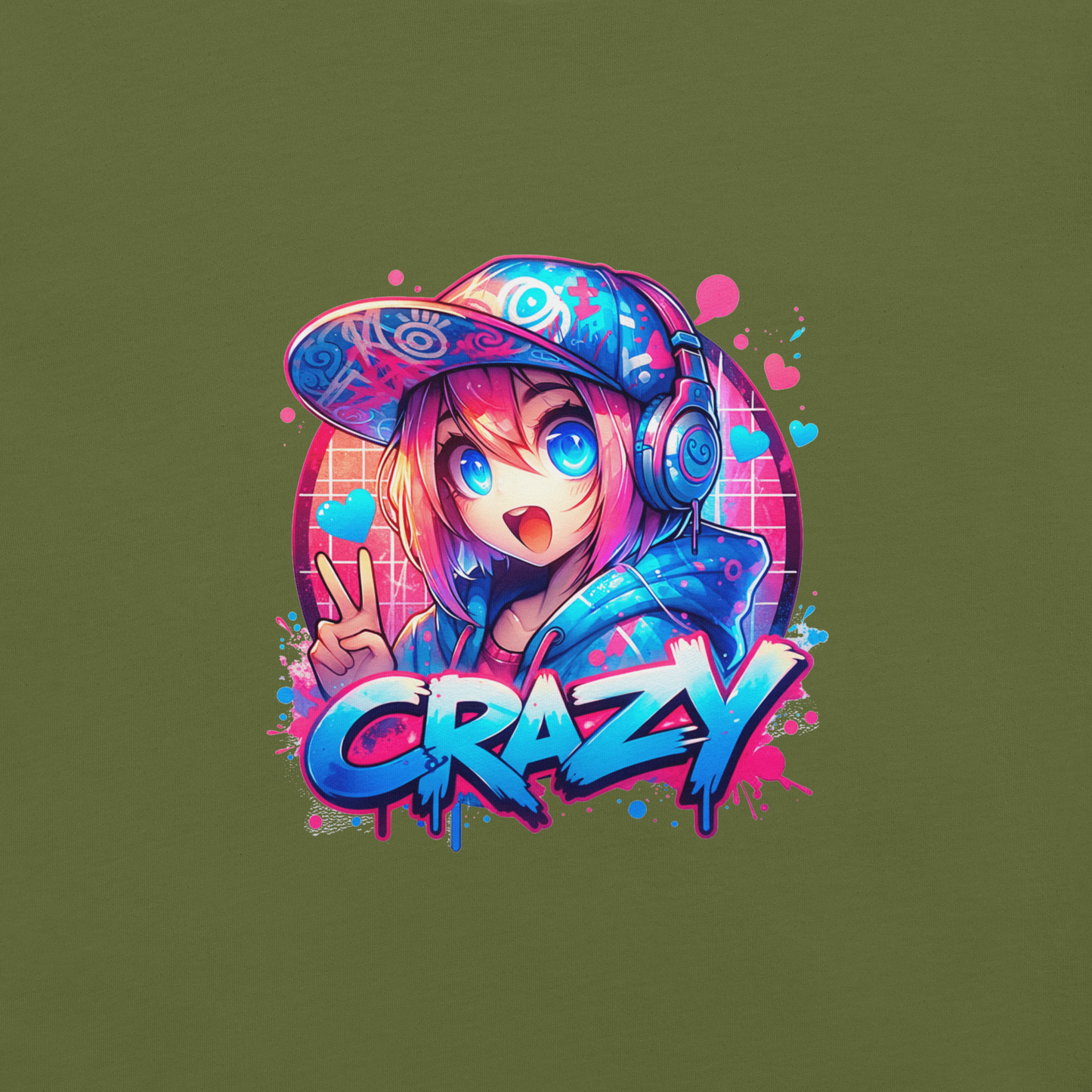 T-shirt - Graffiti Street Art Anime Girls - Crazy 2