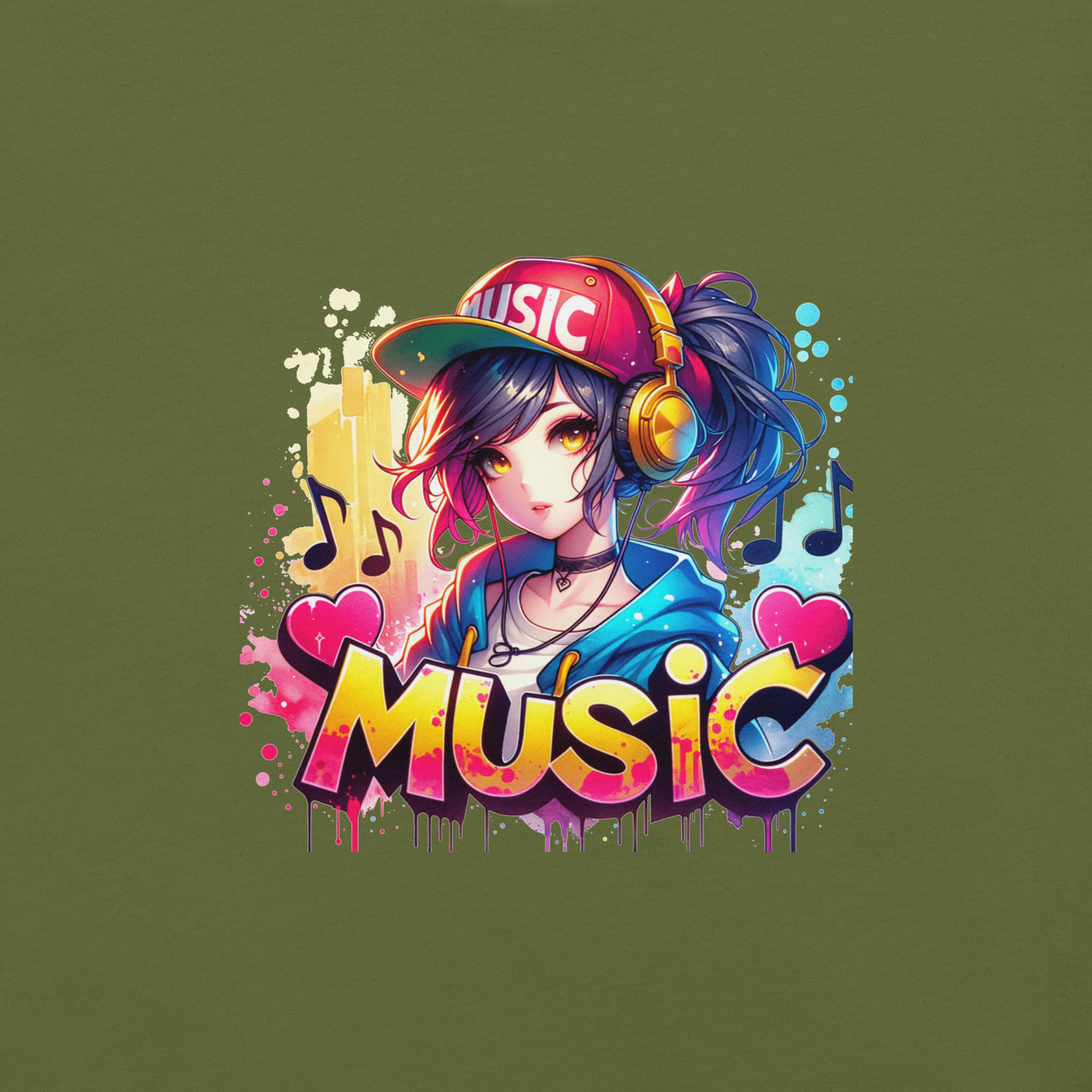 T-shirt - Graffiti Street Art Anime Girls - Music