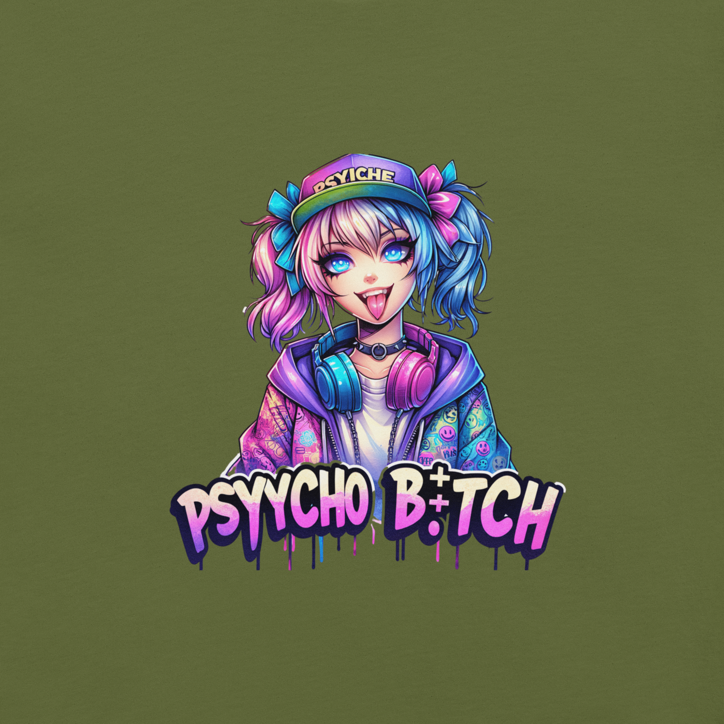 T-shirt - Graffiti Street Art Anime Girls - Psycho bitch