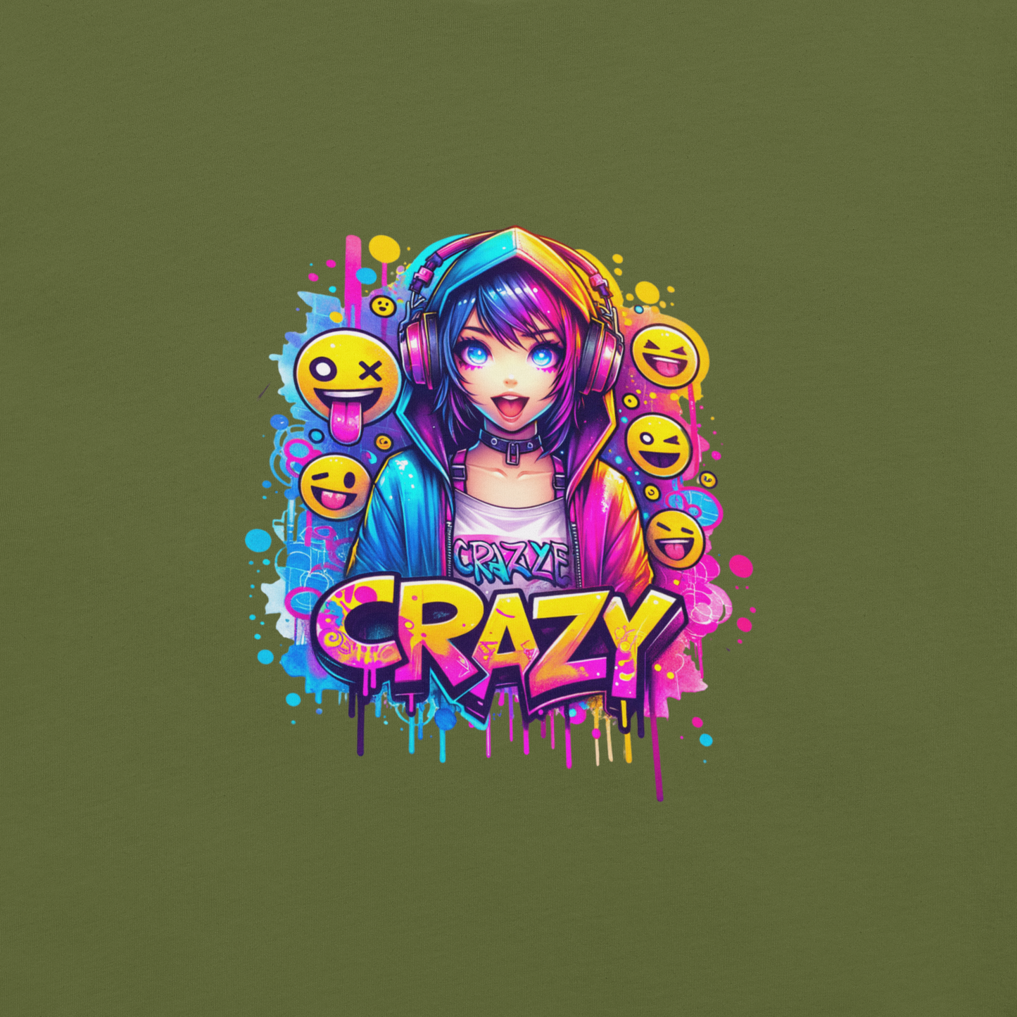 T-shirt - Graffiti Street Art Anime Girls - Crazy