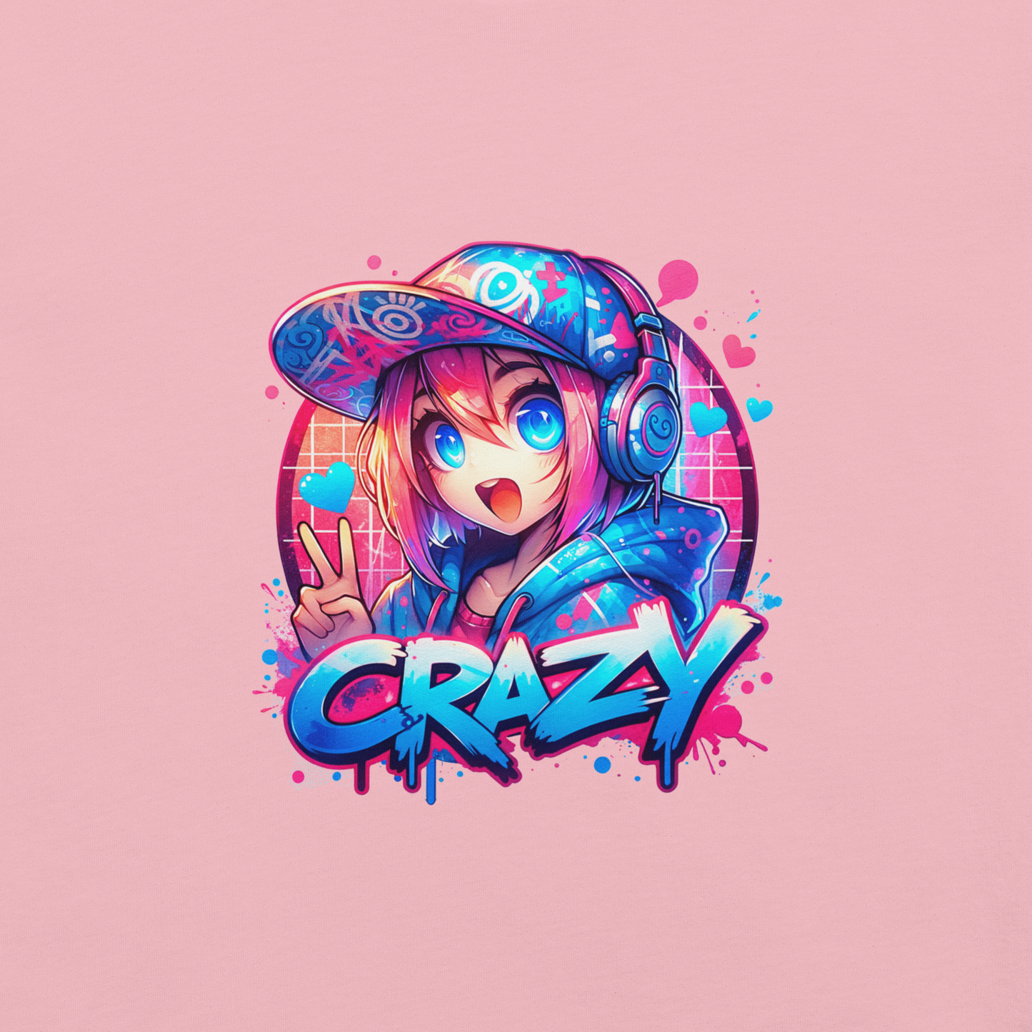 T-shirt - Graffiti Street Art Anime Girls - Crazy 2