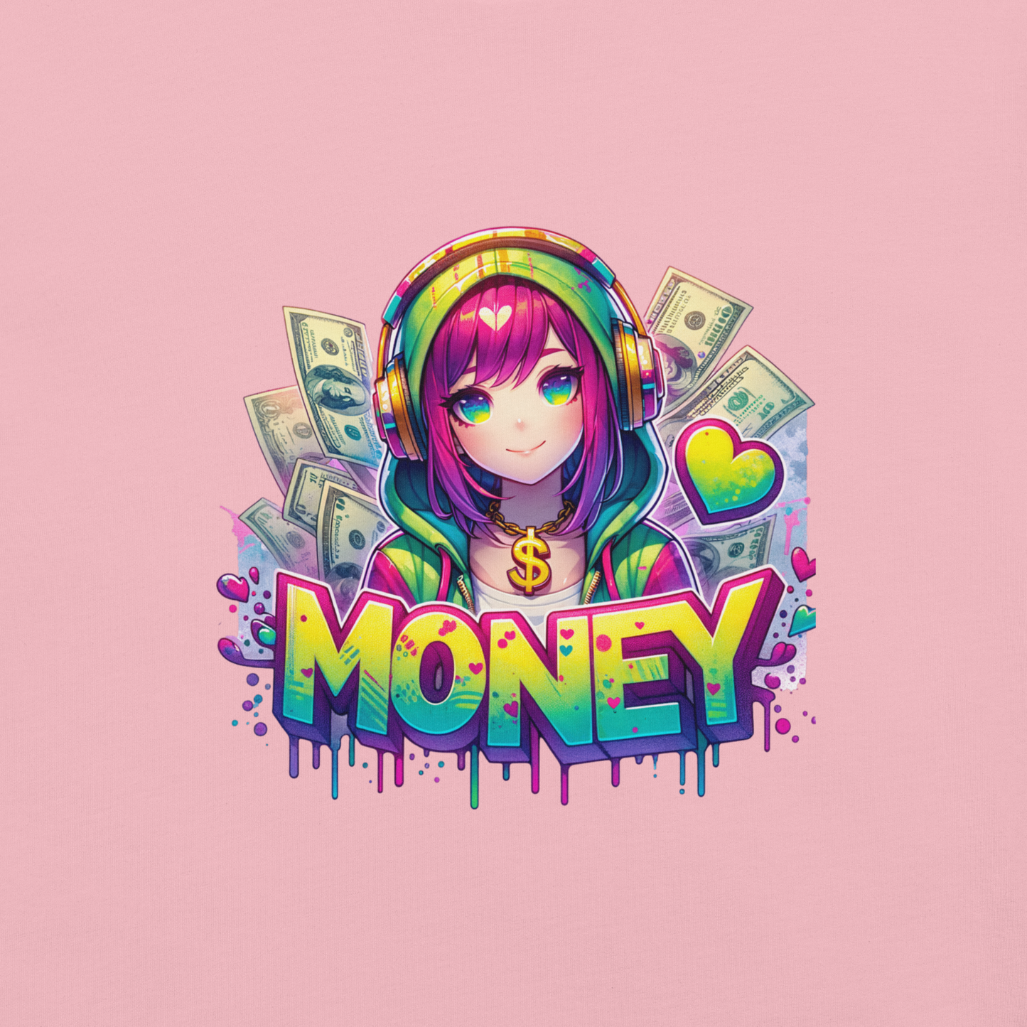 T-shirt - Graffiti Street Art Anime Girls - Money