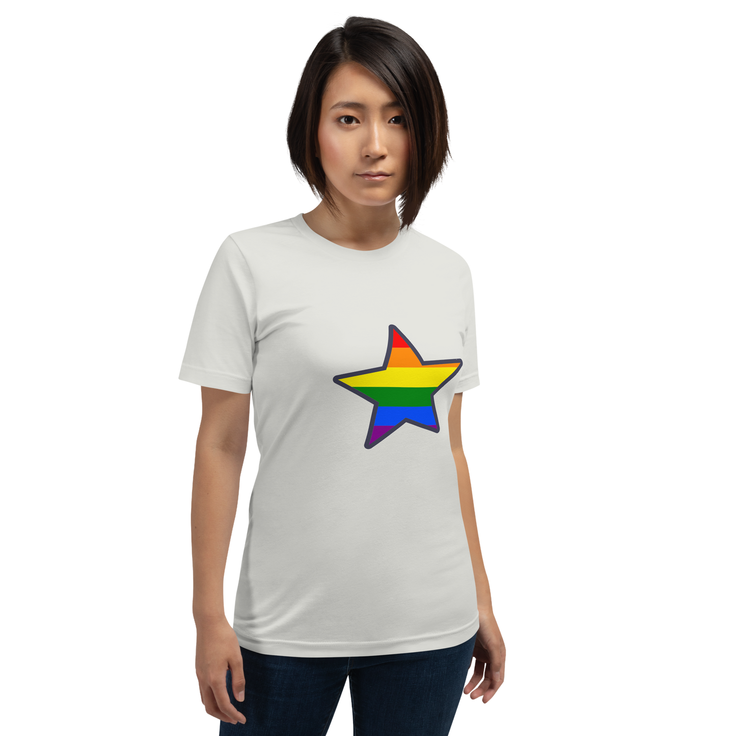 T-shirt - Love with Pride - Star symbol rainow