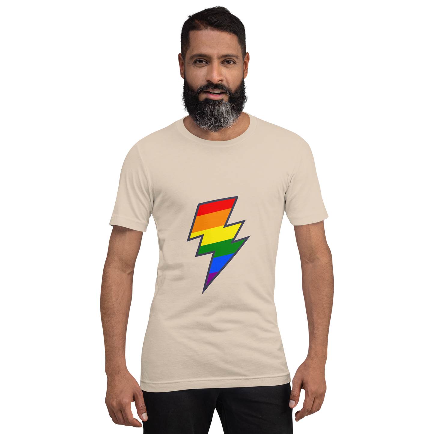 T-shirt - Love with Pride - Lightning bolt rainbow