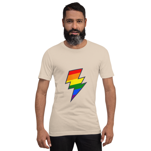 T-shirt - Love with Pride - Lightning bolt rainbow