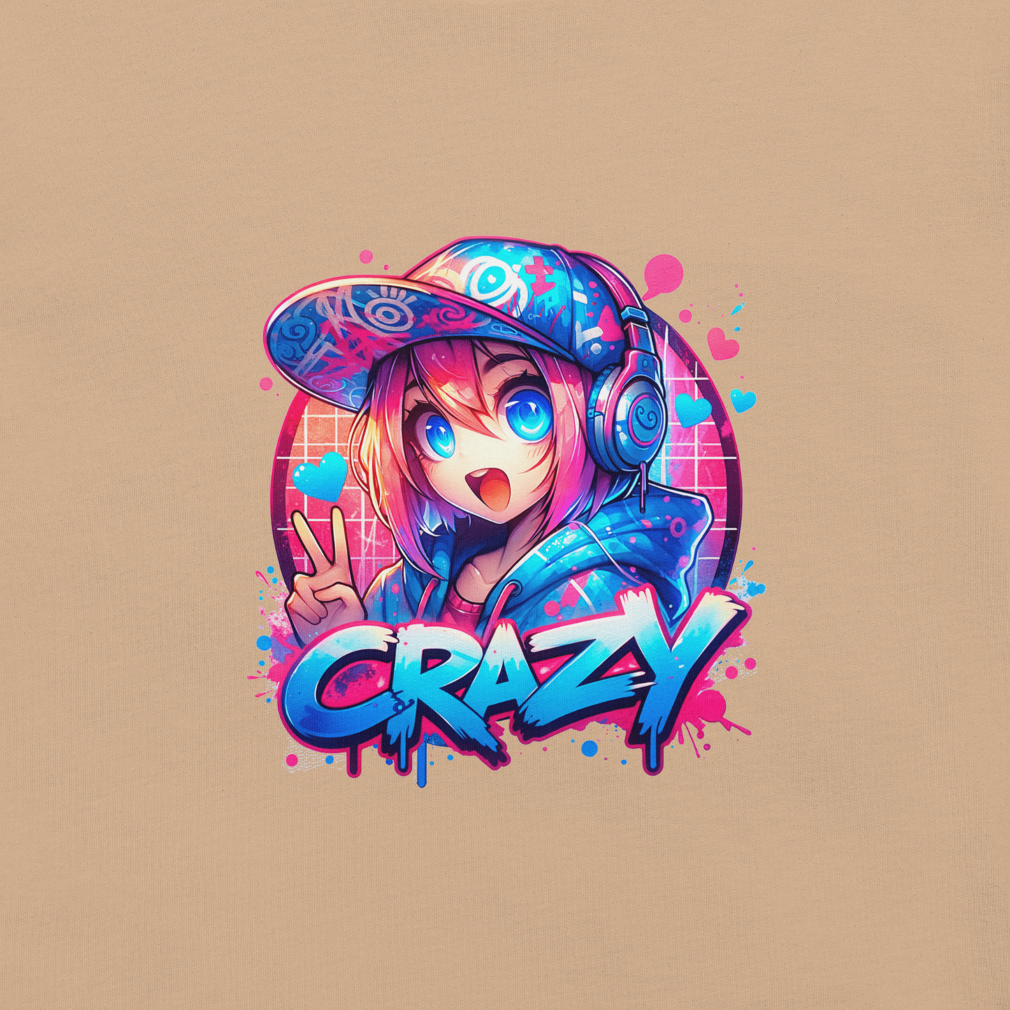 T-shirt - Graffiti Street Art Anime Girls - Crazy 2