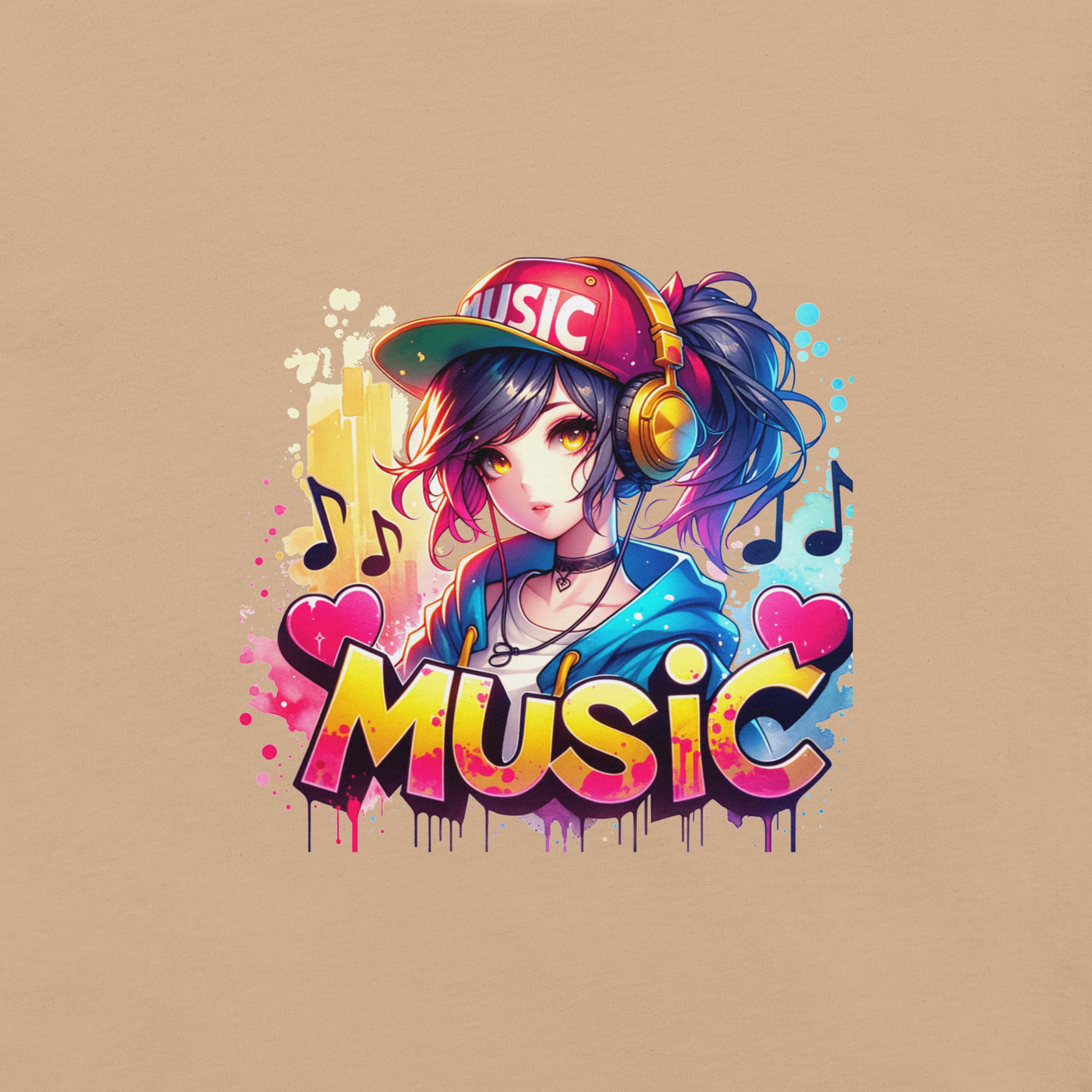 T-shirt - Graffiti Street Art Anime Girls - Music