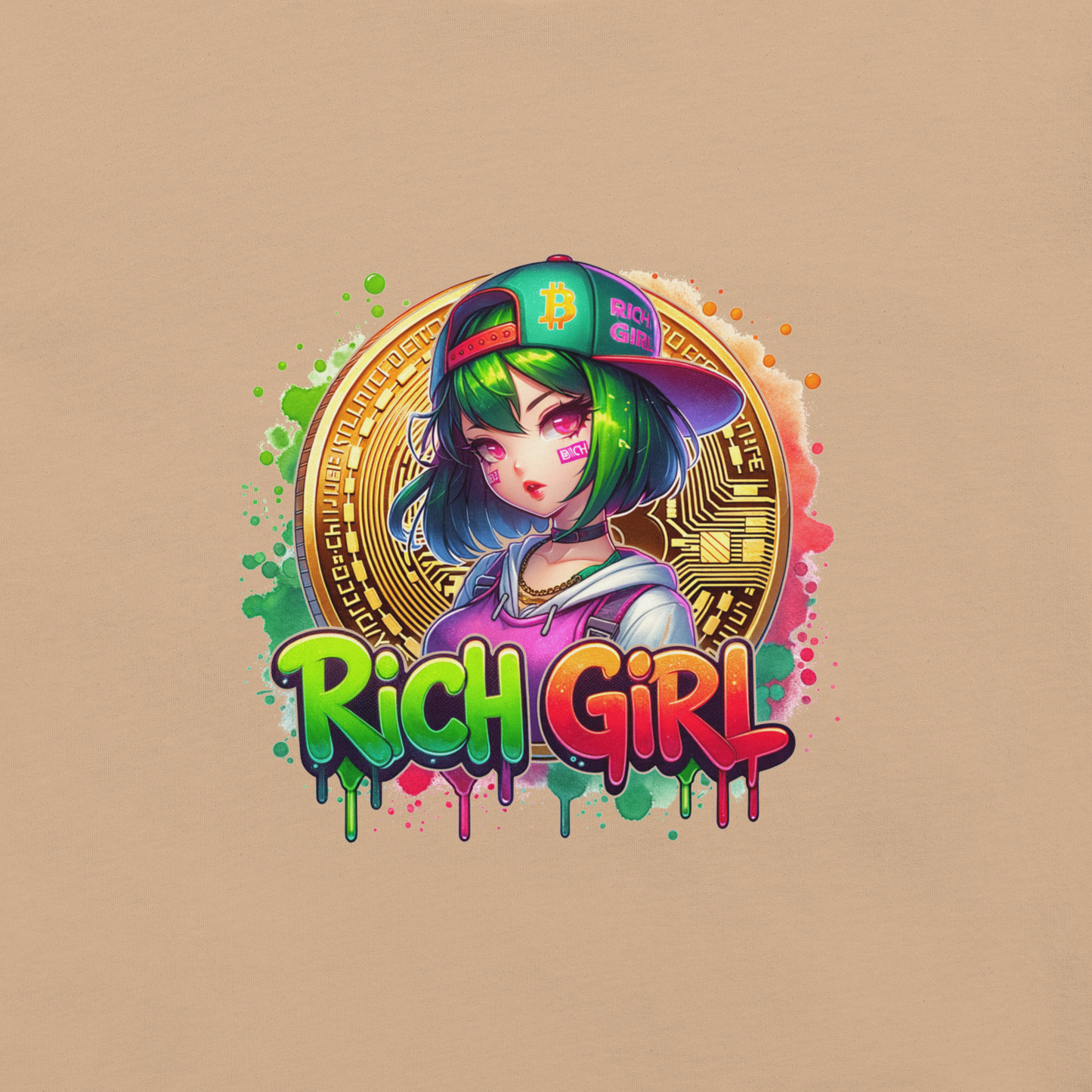 T-shirt - Graffiti Street Art Anime Girls - Rich girl